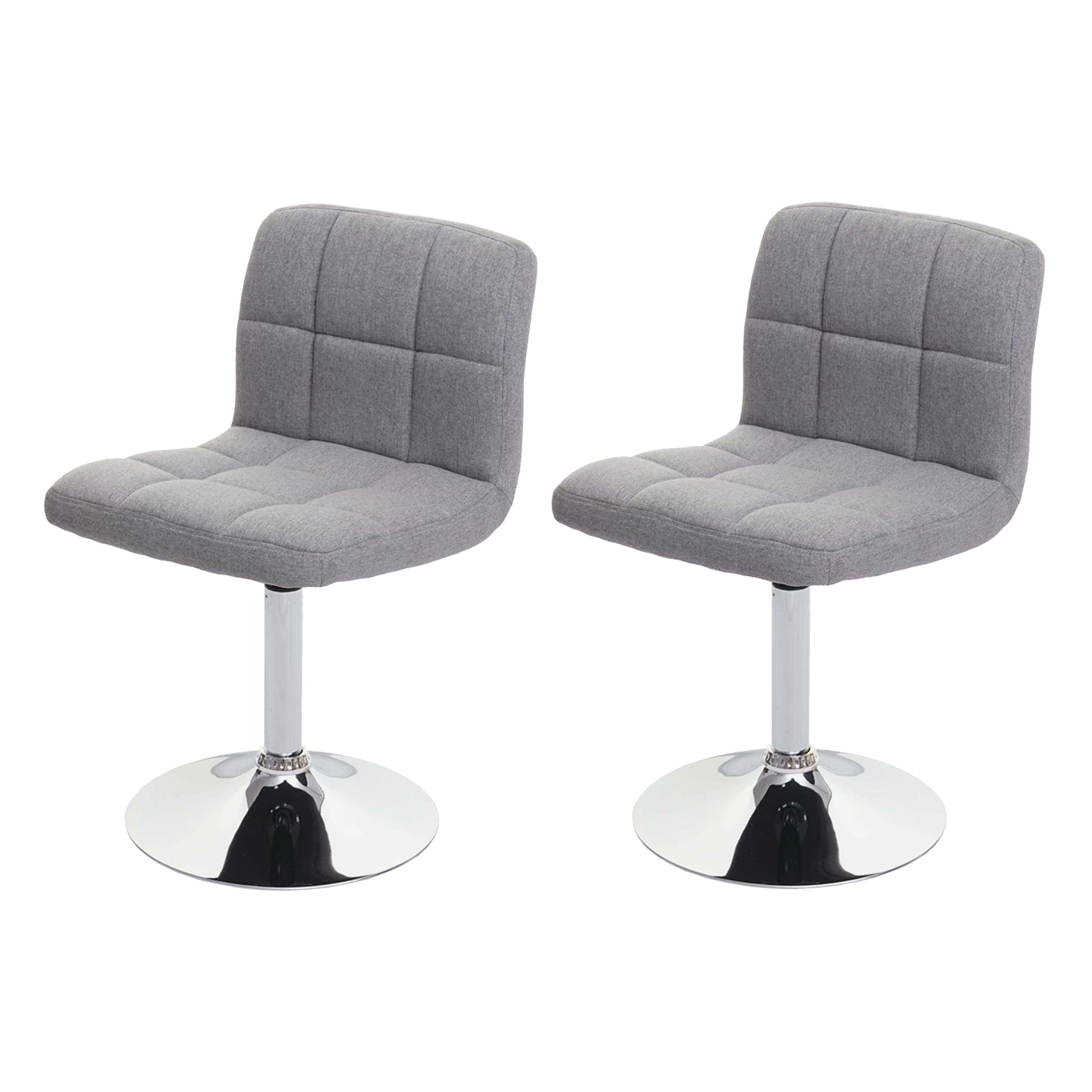 2er-Set Esszimmerstuhl Cadiz, K&uuml;chenstuhl Stuhl, Stoff/Textil Chrom drehbar MVG-zertifiziert ~ hellgrau - Bild 1