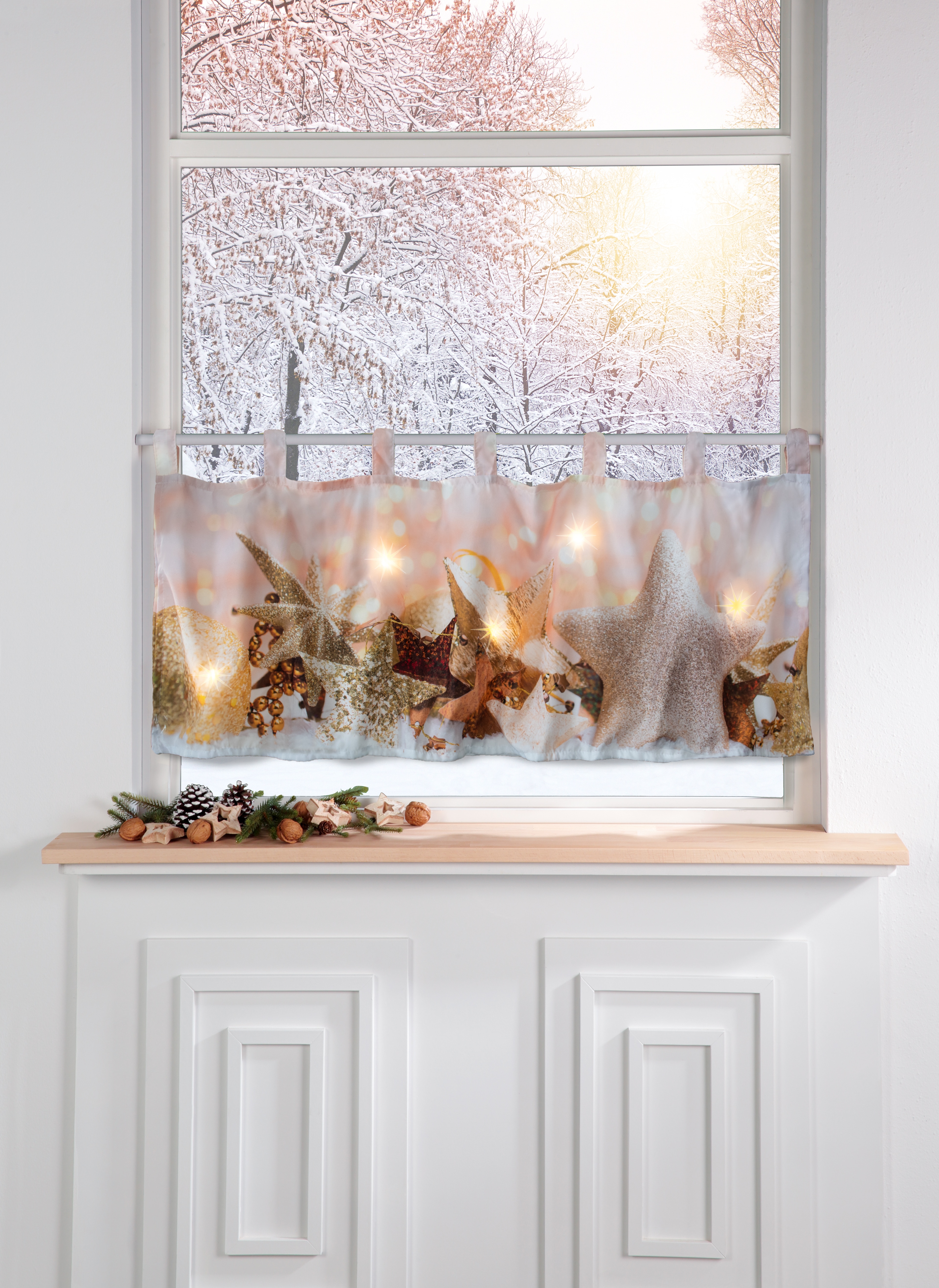 Dekor LED Bistrogardine 45x120cm - versch. Ausfhrungen- Sterne