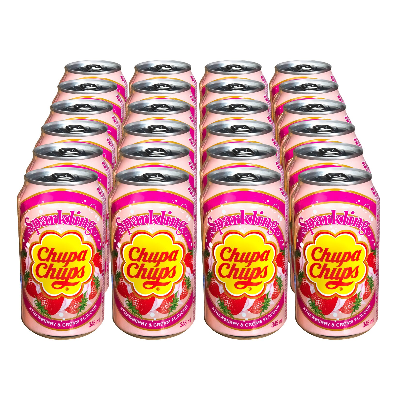 Chupa Chups Sparkling Strawberry & Cream 0,345 Liter, 24er Pack - Bild 1
