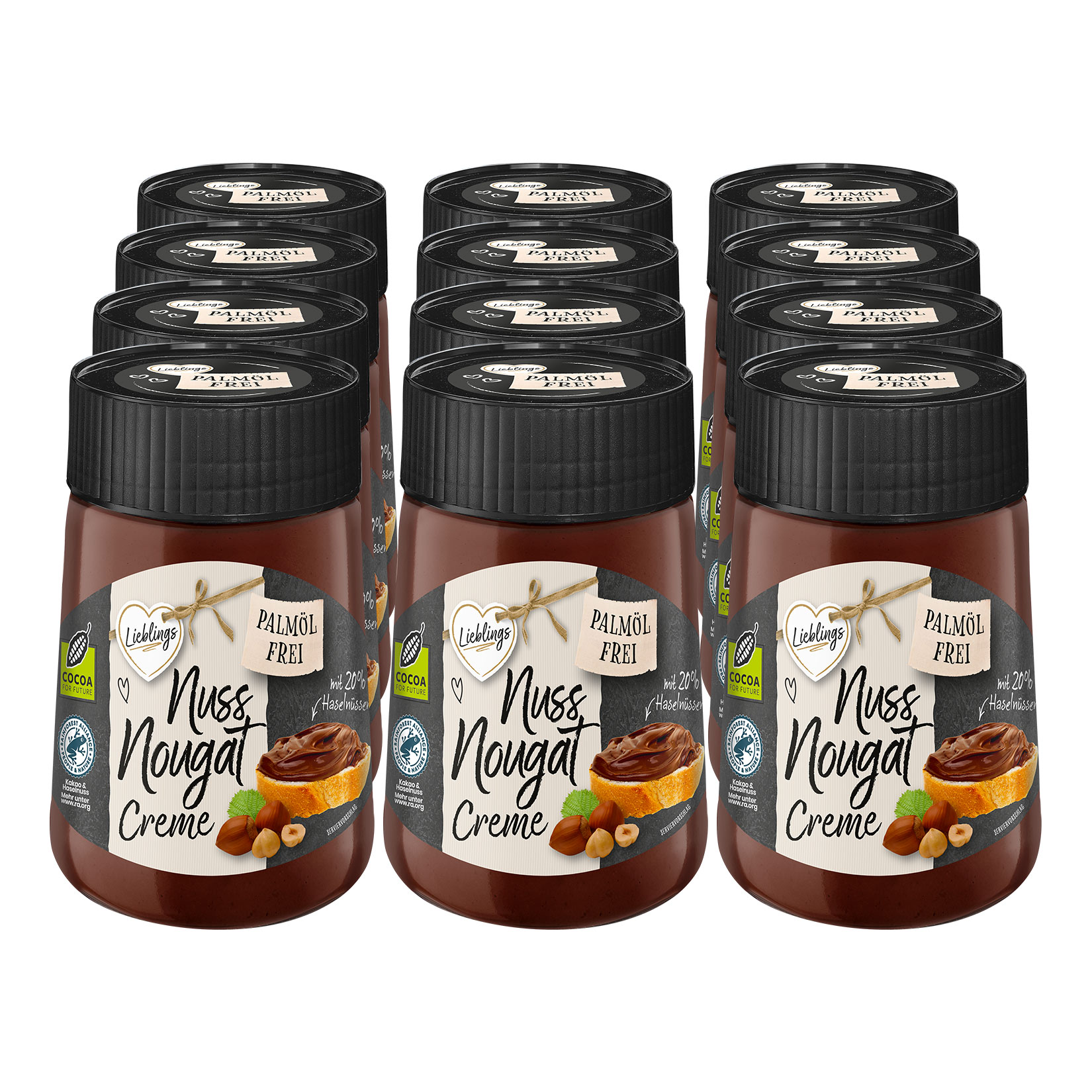 Lieblings Nuss-Nougat-Creme palm&ouml;lfrei 400 g, 12er Pack - Bild 1