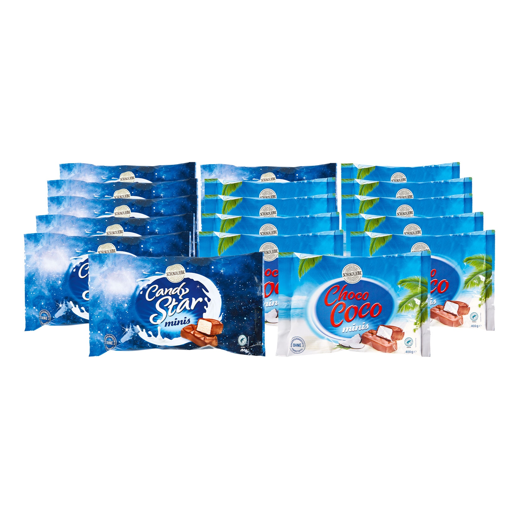 Schokoliebe Mini Riegel 400 g, verschiedene Sorten, 17er Pack