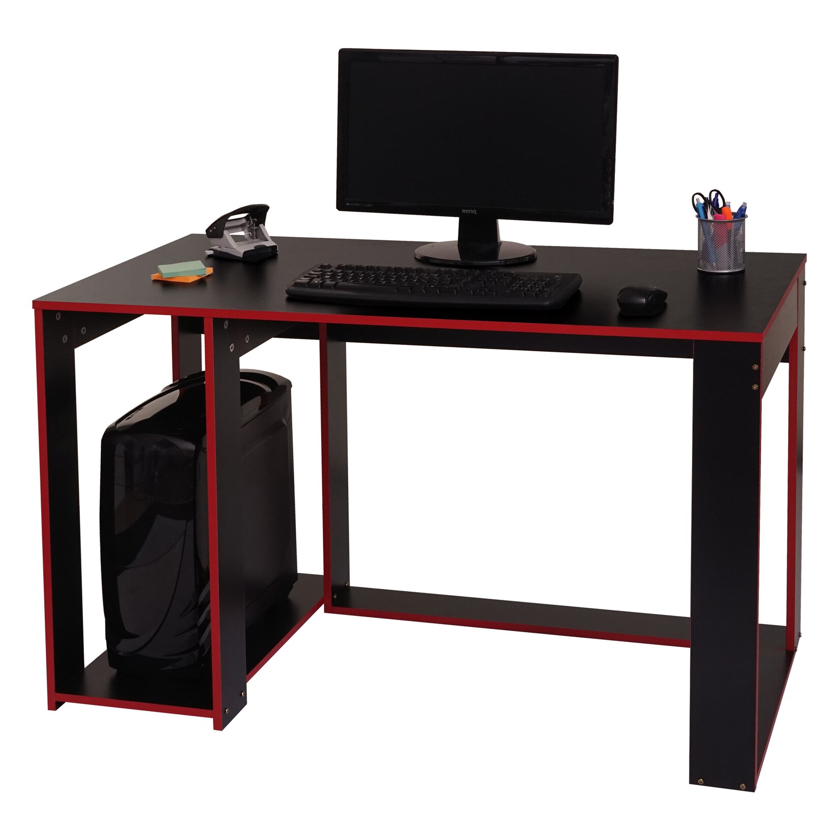 Schreibtisch MCW-J26, Computertisch Bürotisch, 120x60x76cm ~ schwarz-rot | 04057651523798