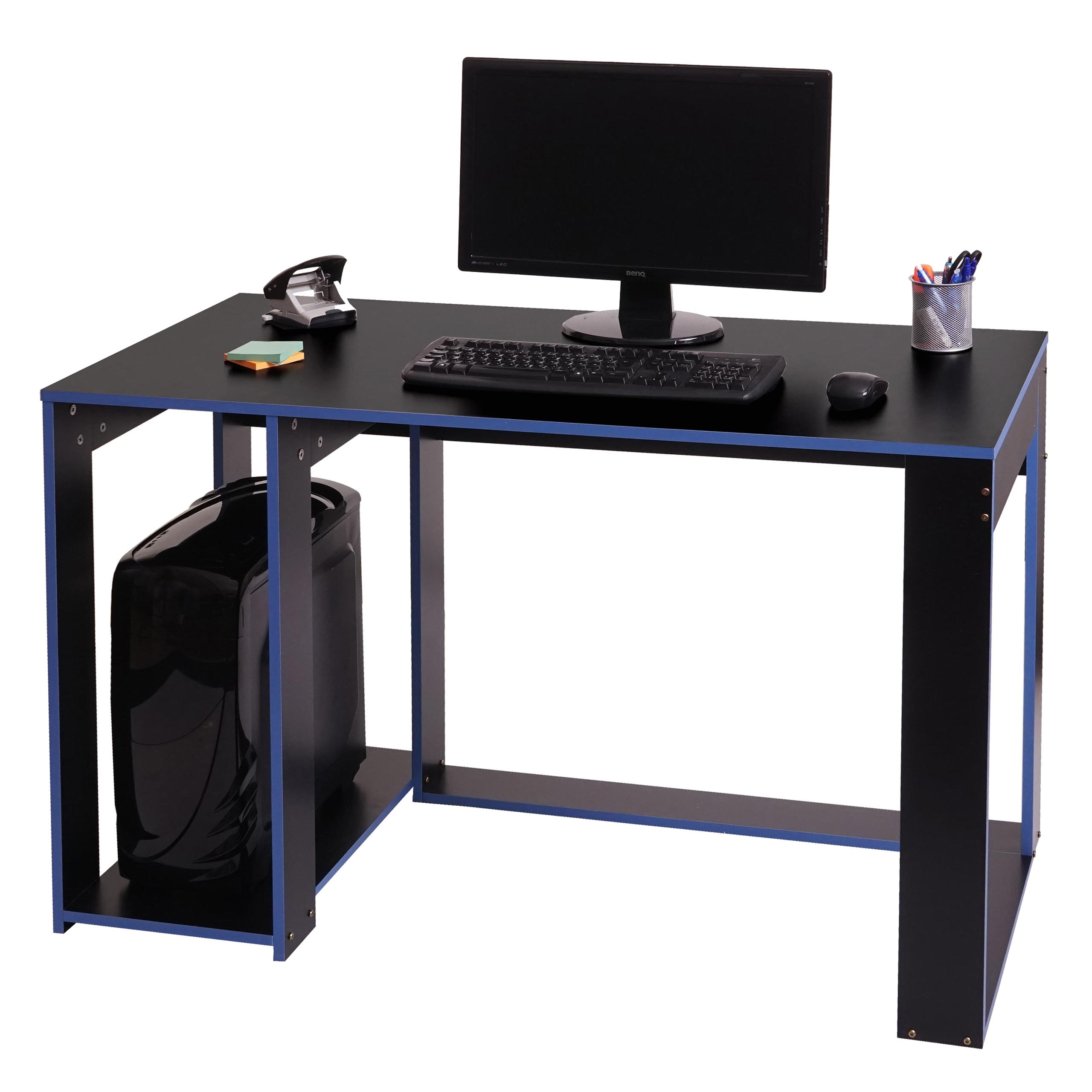 Schreibtisch MCW-J26, Computertisch B&uuml;rotisch, 120x60x76cm ~ schwarz-blau - Bild 1