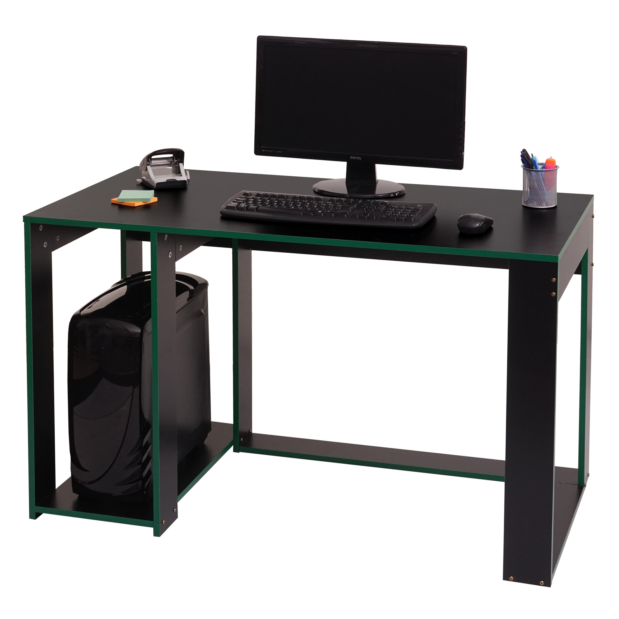 Schreibtisch MCW-J26, Computertisch B&uuml;rotisch, 120x60x76cm ~ schwarz-gr&uuml;n - Bild 1