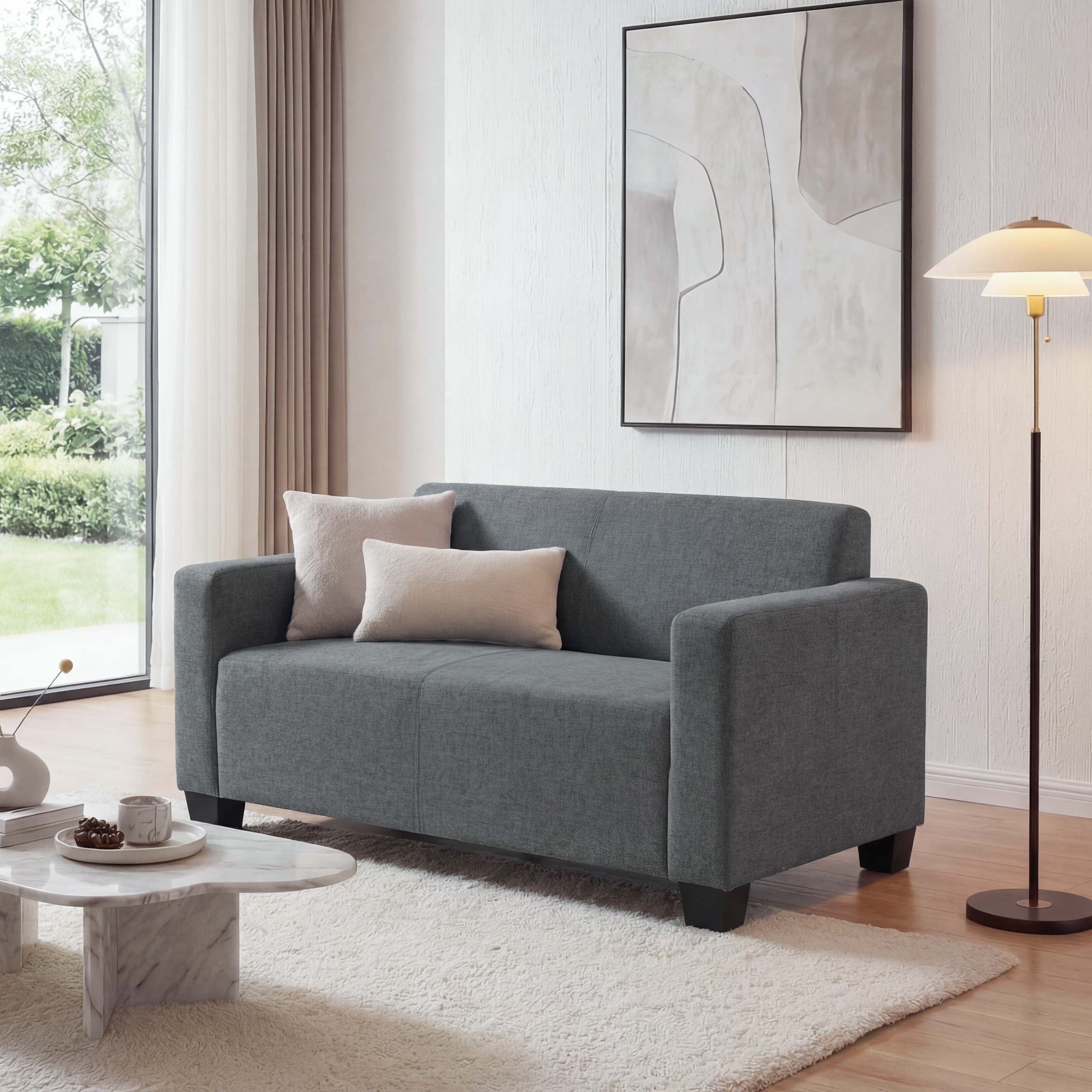 2er Sofa Couch Moncalieri Loungesofa Stoff/Textil ~ grau - Bild 1