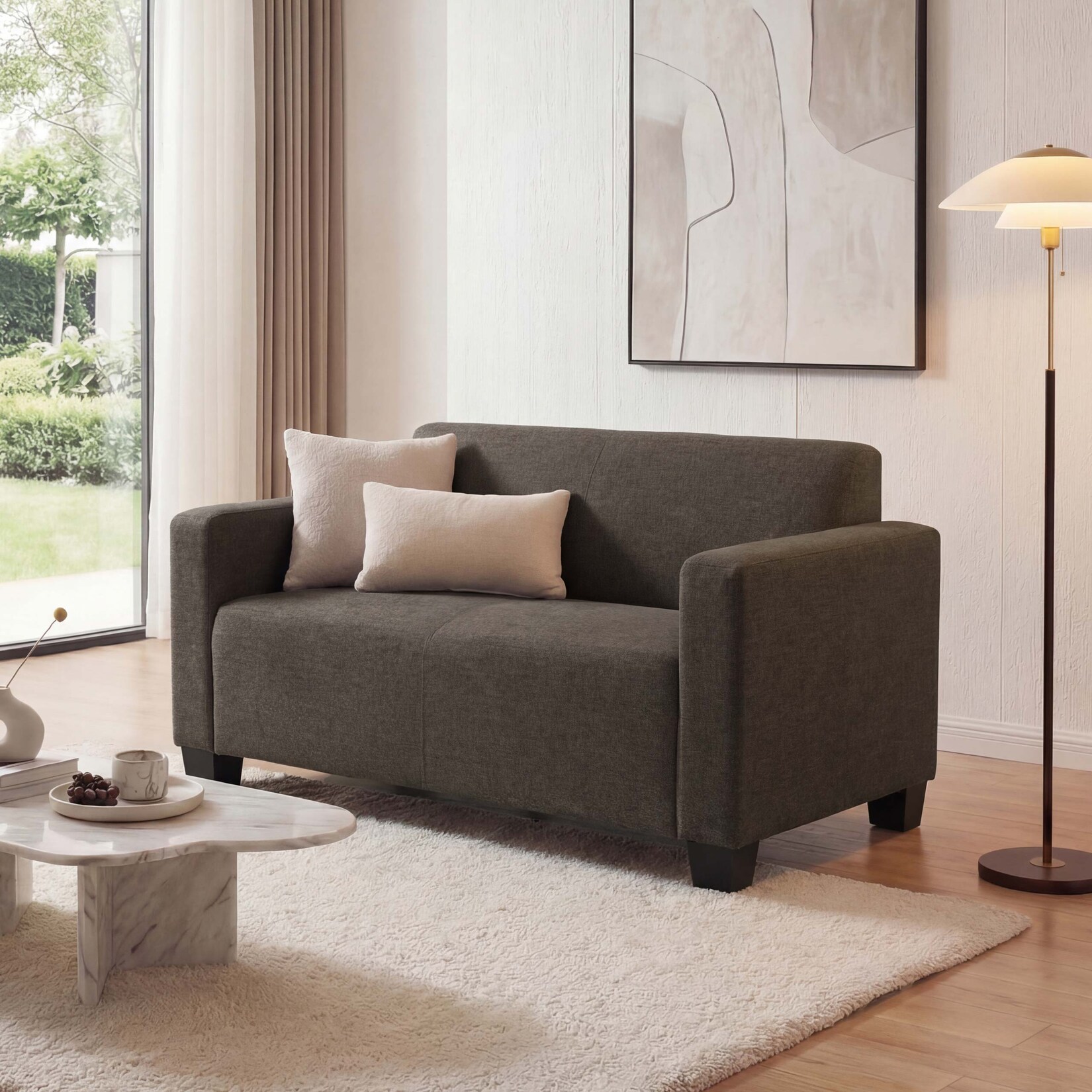 2er Sofa Couch Moncalieri Loungesofa Stoff/Textil ~ braun