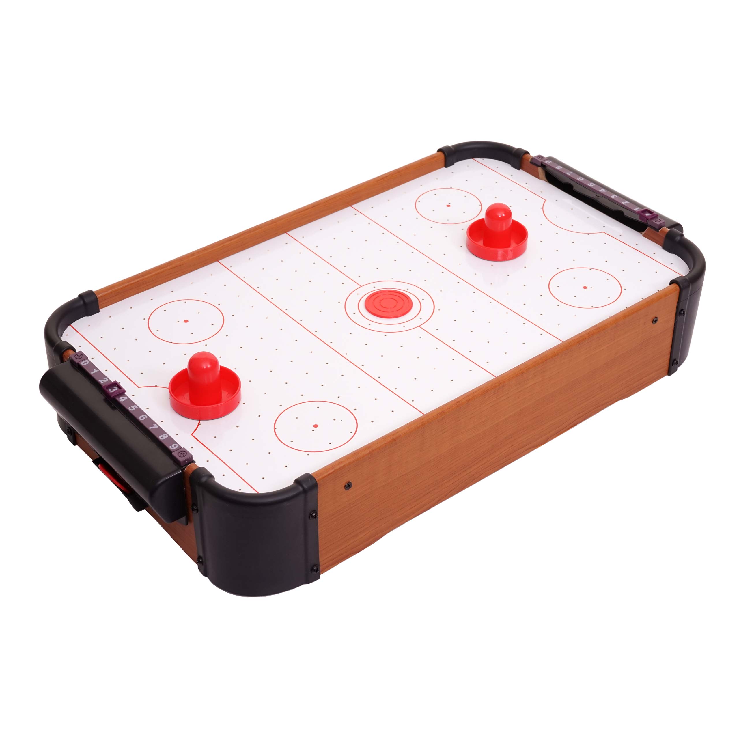 Mini Air Hockey MCW-J10, Tischspiel Lufthockey inklusive Zubeh&ouml;r, Holz 56x30x10cm - Bild 1