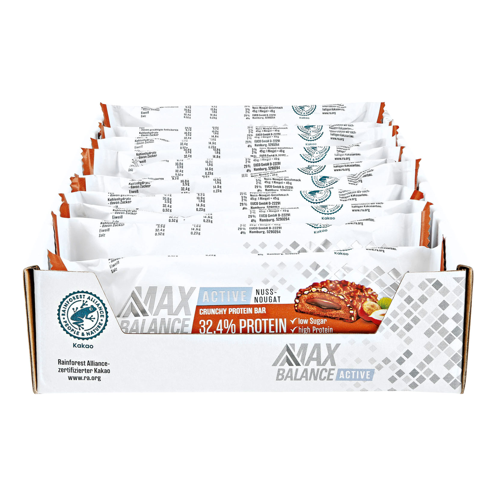MaxBalance 32% Active Proteinriegel Nuss-Nougat 45 g, 12er Pack - Bild 1