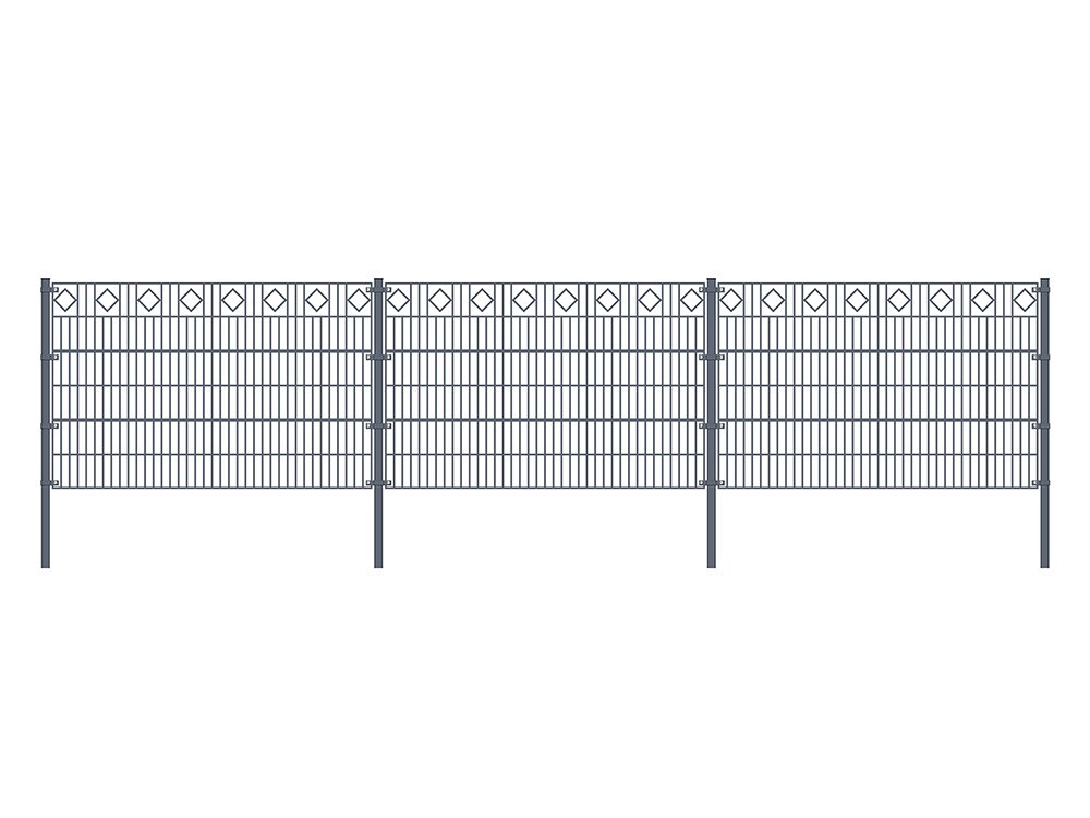 HOME DELUXE Doppelstabmattenzaun anthrazit RAUTE versch. Ausf&uuml;hrungen - Bild 1