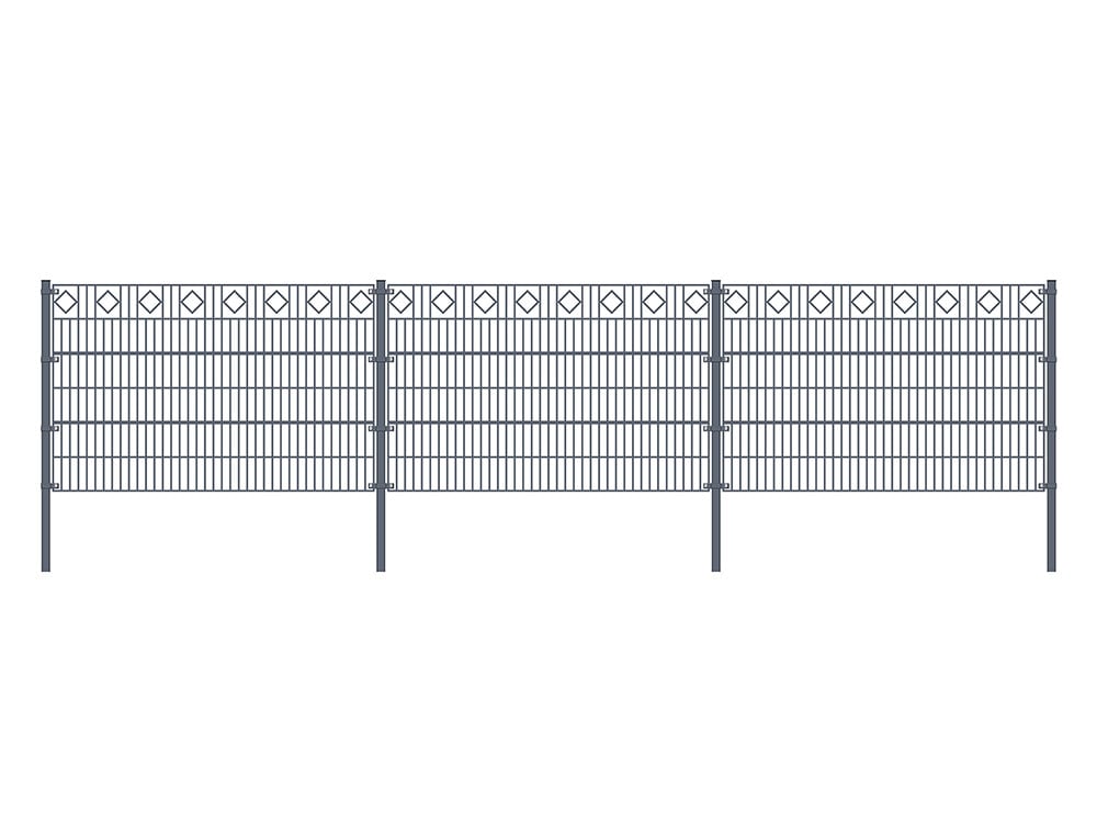HOME DELUXE Doppelstabmattenzaun anthrazit RAUTE versch. Ausf&uuml;hrungen - Bild 1