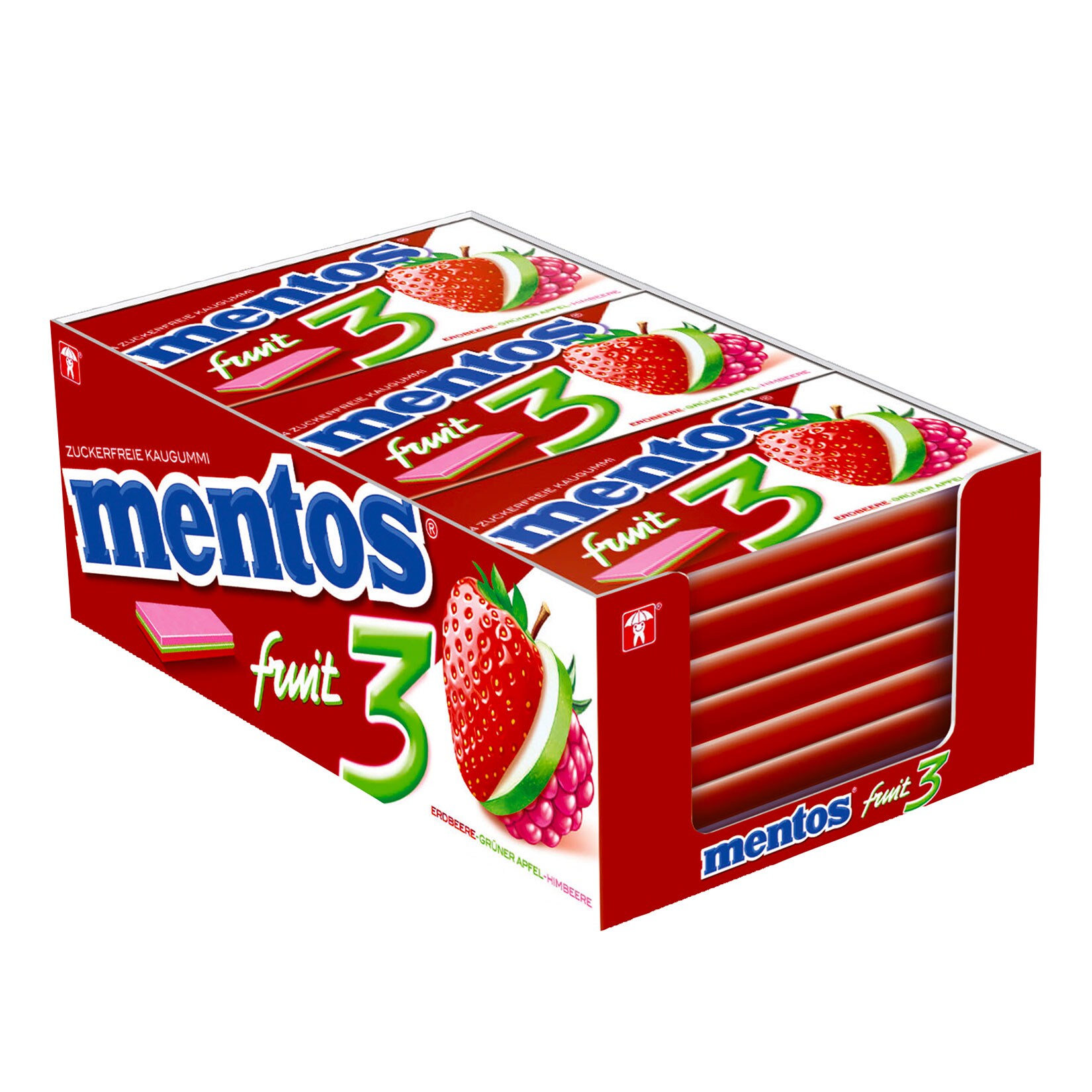 Mentos Kaugummi 3 Fruit 33 g, 12er Pack - Bild 1