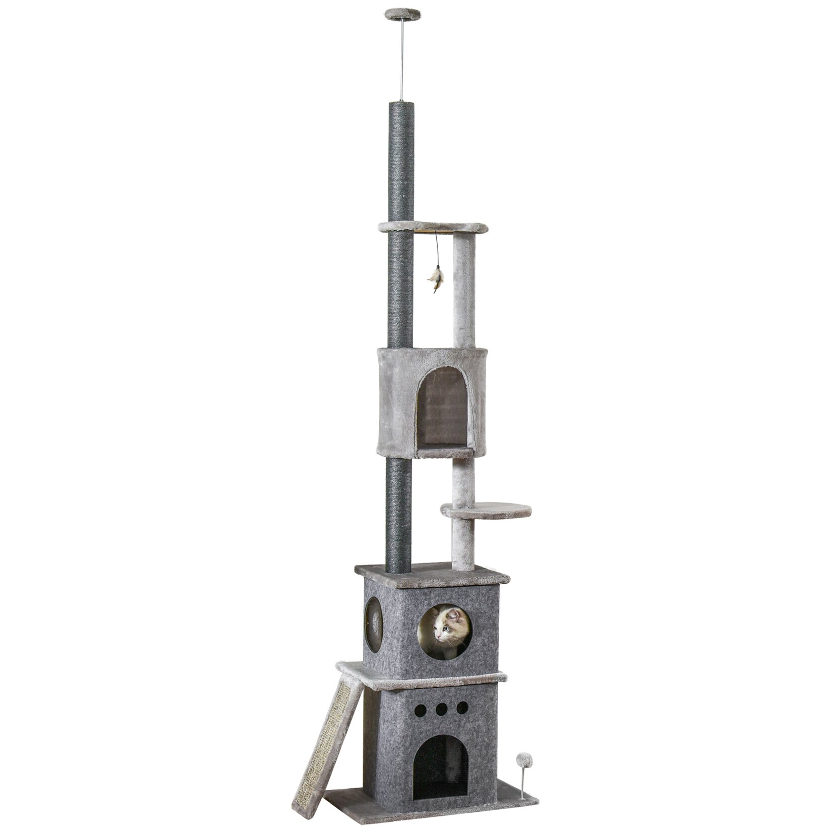 PawHut Kratzbaum Spanplatte, Sisal, Plüsch | 04251774983730