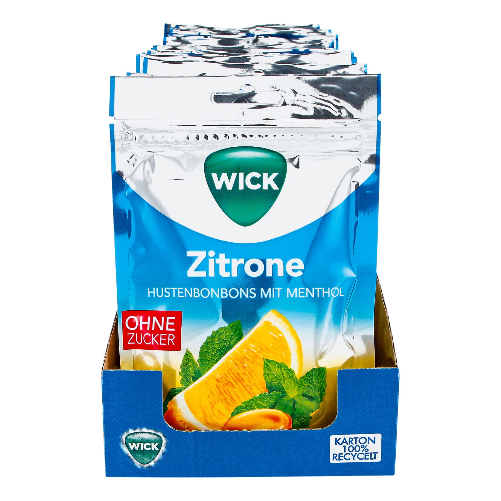 WICK Hustenbonbons Zitrone mit Menthol ohne Zucker 72 g, 20er Pack - Bild 1