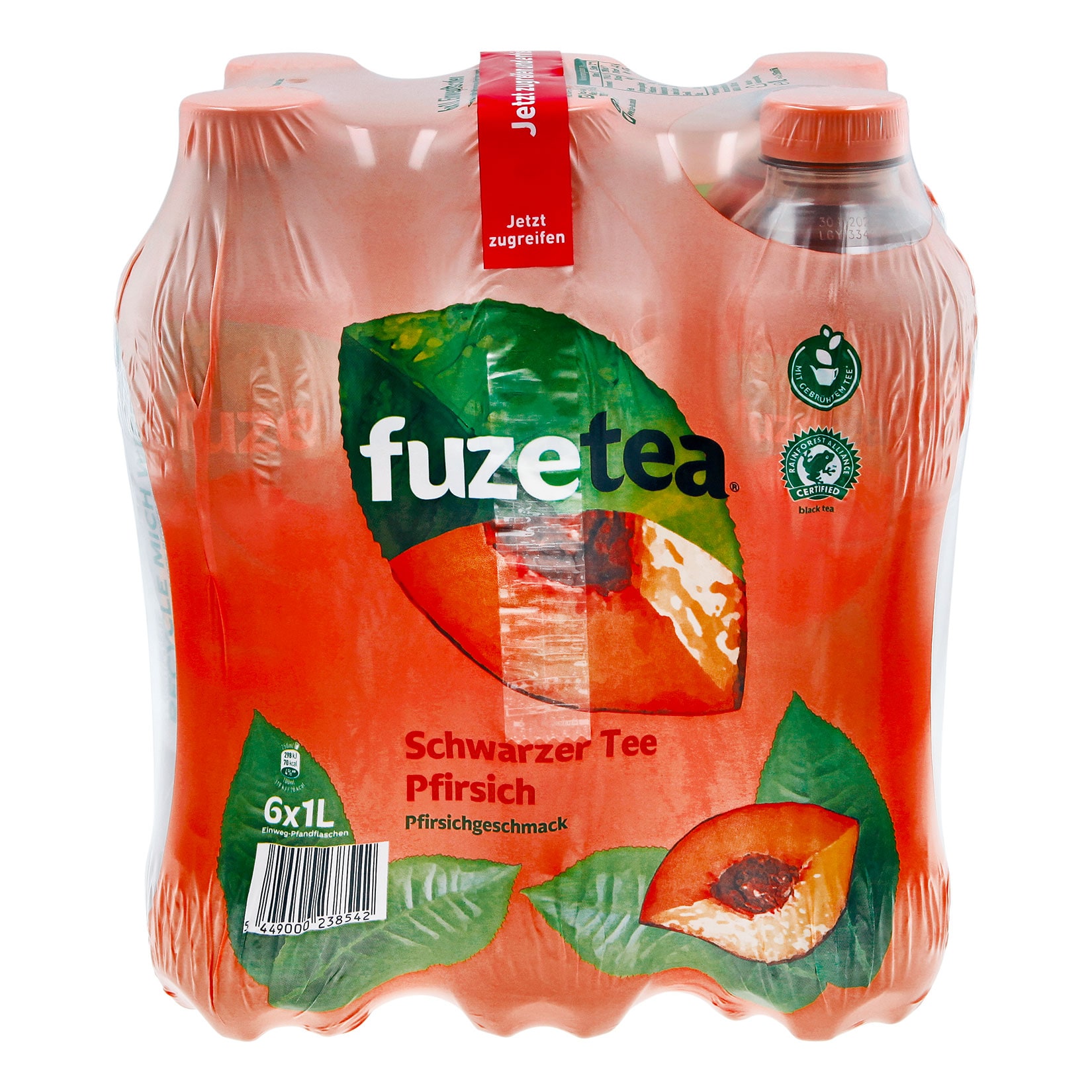 Fuze Tea Eistee Schwarzer Tee Pfirsich 1 Liter, 6er Pack - Bild 1