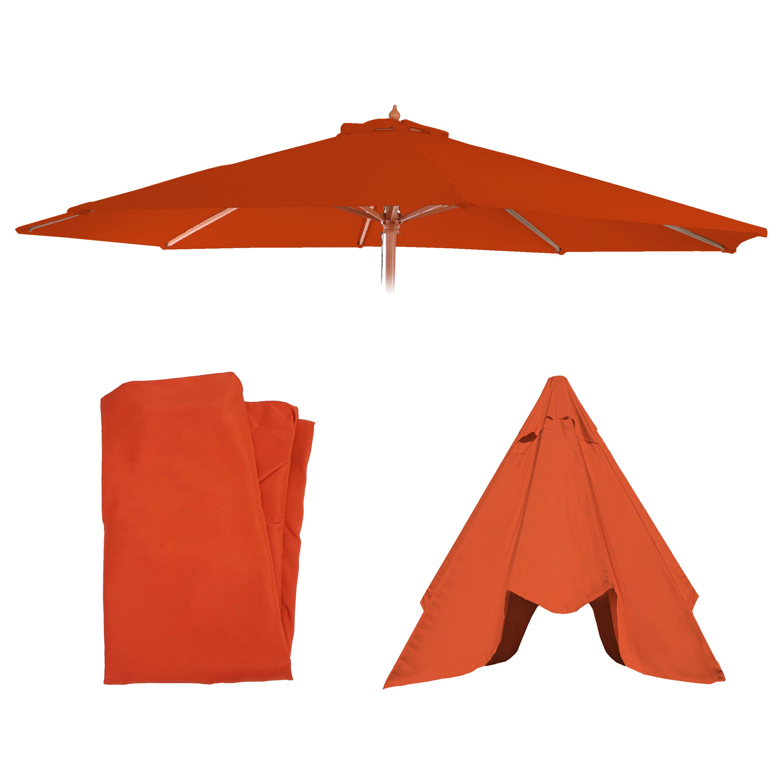 Ersatz-Bezug f&uuml;r Sonnenschirm Lissabon, Sonnenschirmbezug Ersatzbezug, &Oslash; 3,5m Polyester 8 Streben ~ terracotta - Bild 1