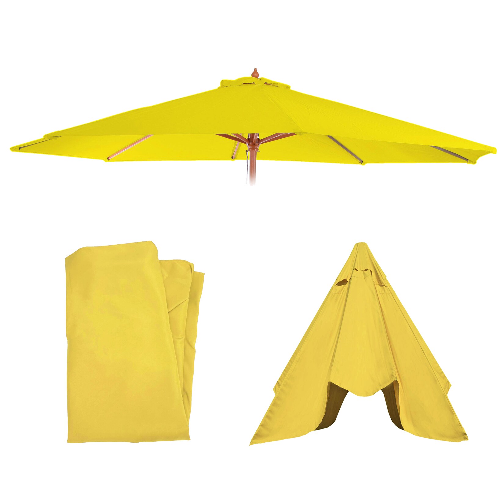 Ersatz-Bezug für Sonnenschirm Lissabon, Sonnenschirmbezug Ersatzbezug, Ø 3,5m Polyester 8 Streben ~ gelb