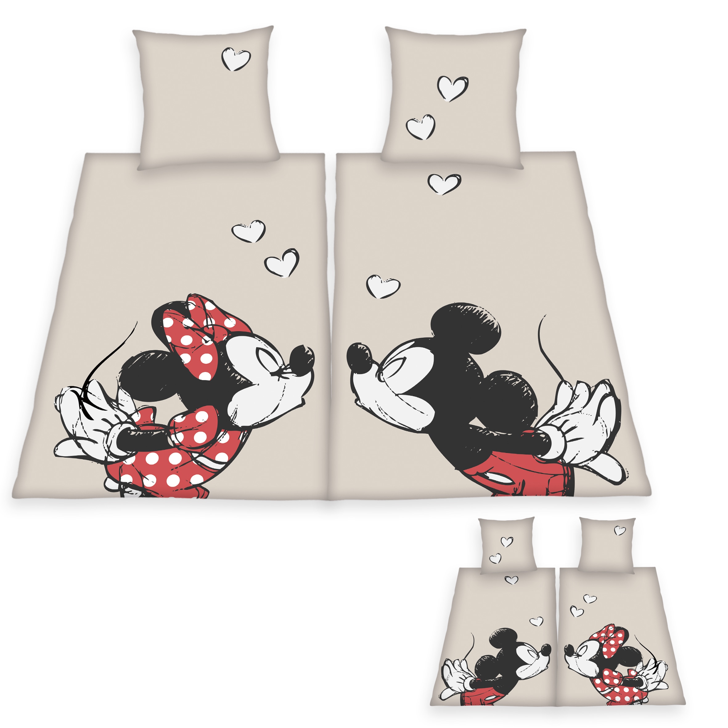 Disney's Mickey & Minnie Partnerbettw&auml;sche - beige - versch. Farben - Bild 1