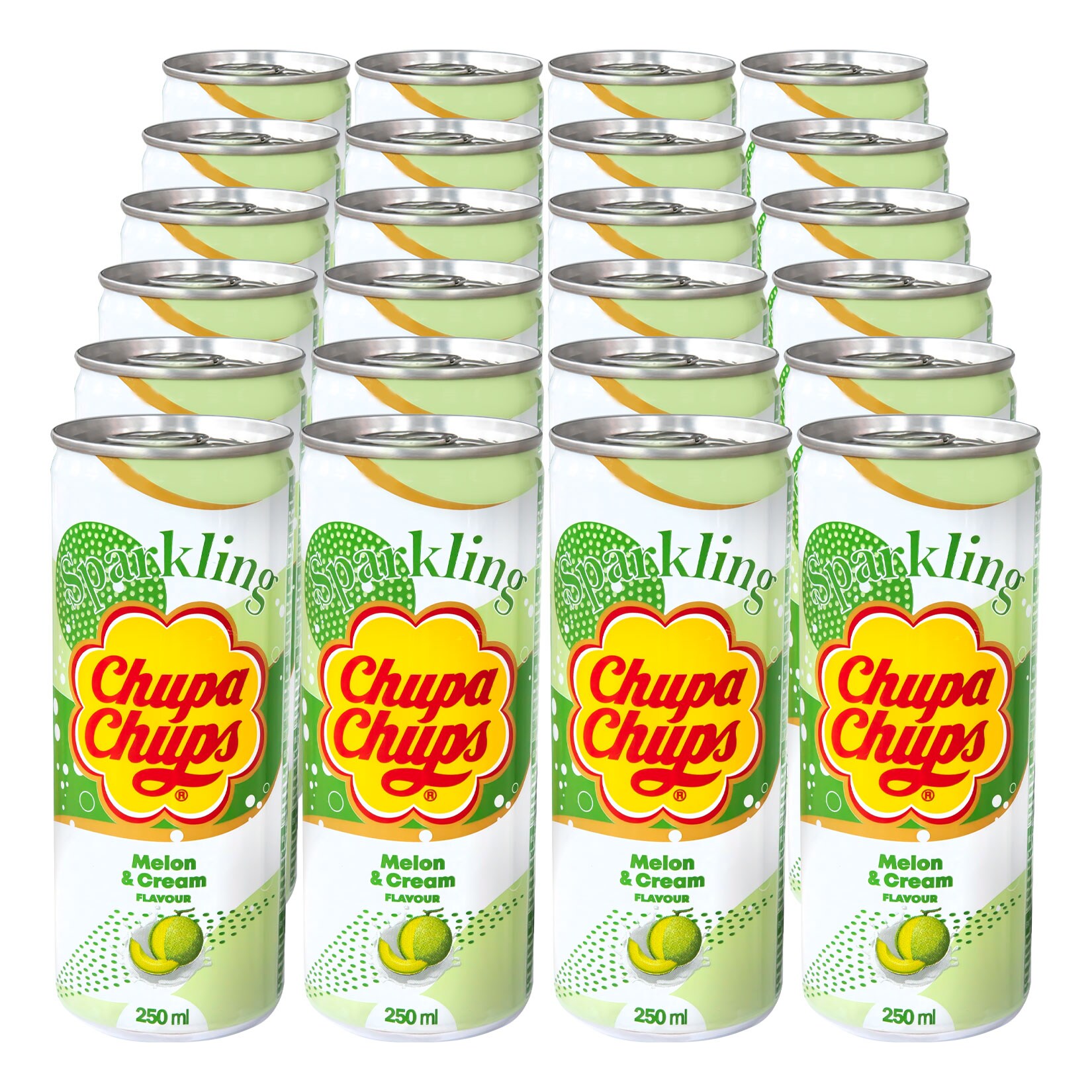 Chupa Chups Sparkling Melon & Cream Limonade 0,25 Liter Dose, 24er Pack - Bild 1