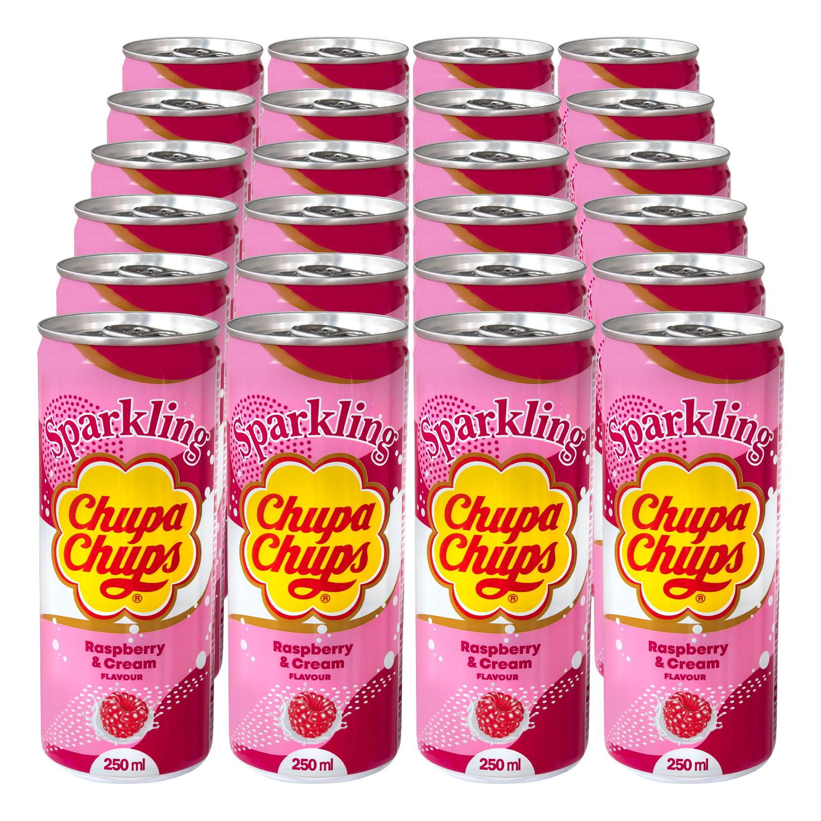 Chupa Chups Sparkling Raspberry & Cream Limonade 0,25 Liter Dose, 24er Pack - Bild 1