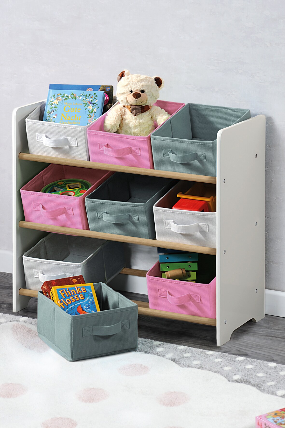 Spieleregal - wei&szlig;/pink/grau - versch. Farben - Bild 1
