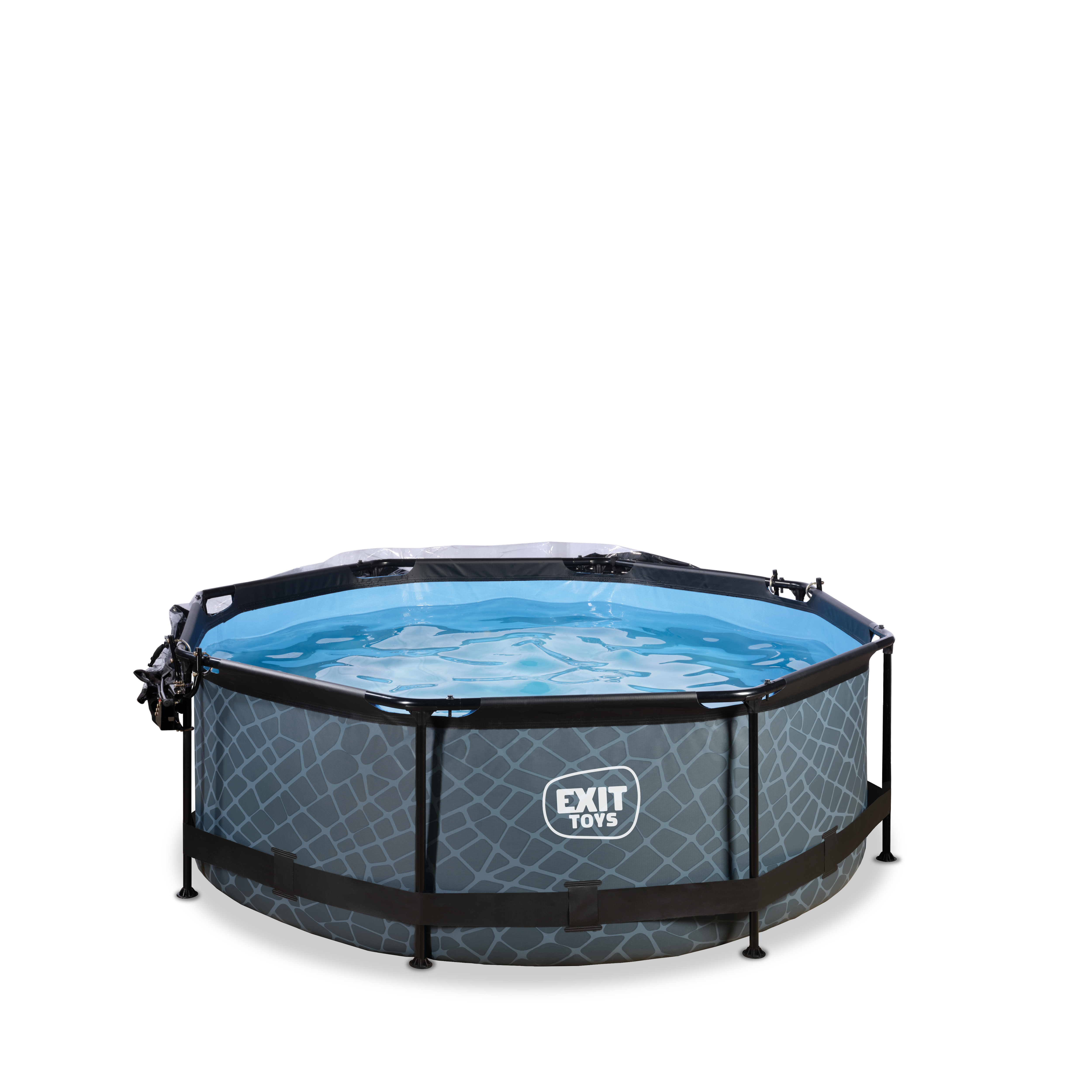 EXIT Stone Pool &oslash;244x76cm mit Filterpumpe und Abdeckung - grau - Bild 1