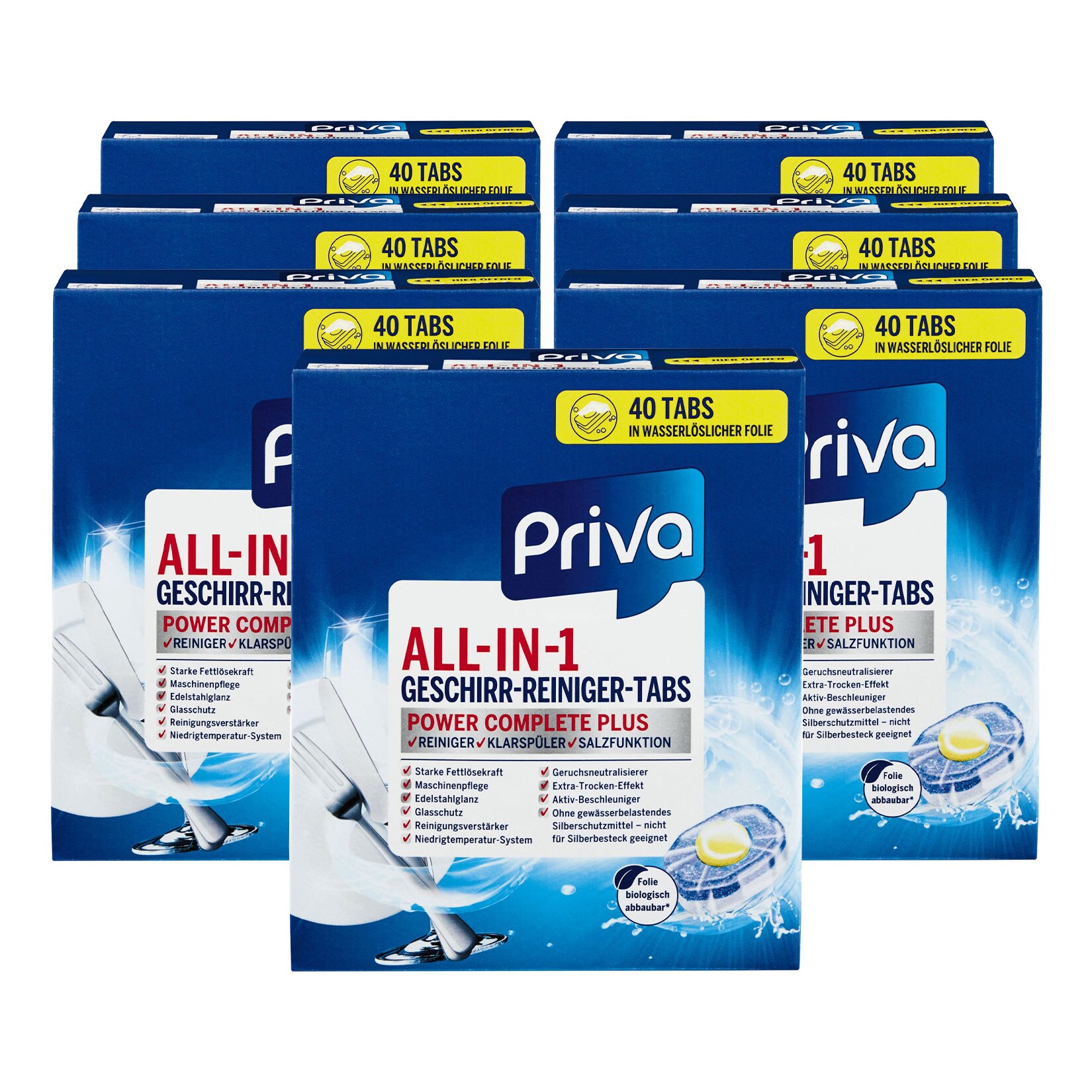 Priva Geschirreiniger Tabs All in 1 40 St&uuml;ck, 7er Pack - Bild 1