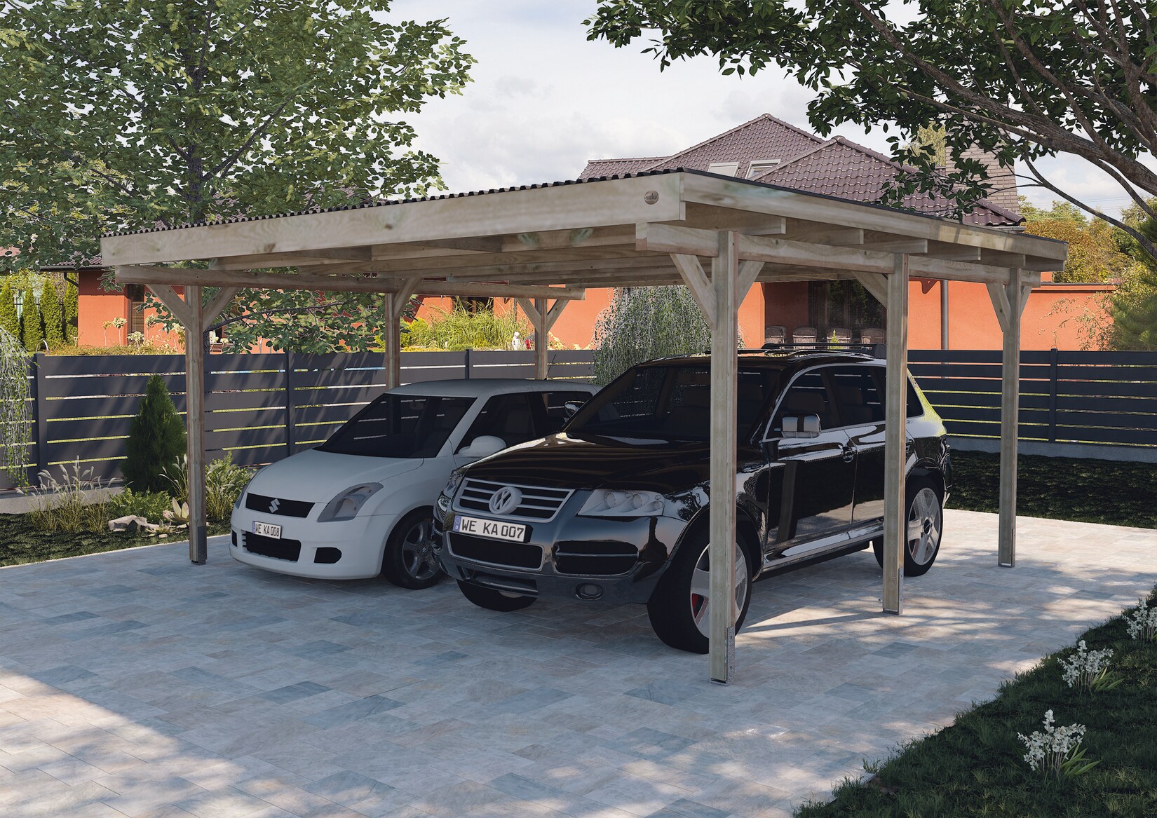 weka Flachdach-Doppelcarport 616 | 04004581516666
