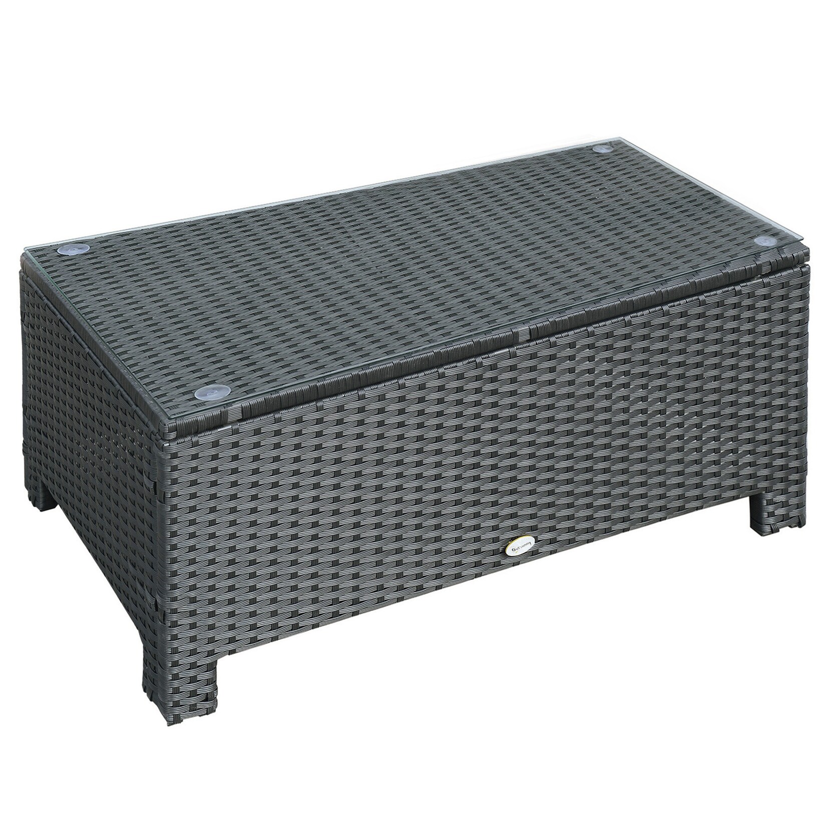 Beistelltisch Metall, PE-Rattan, Gehärtetes Glas