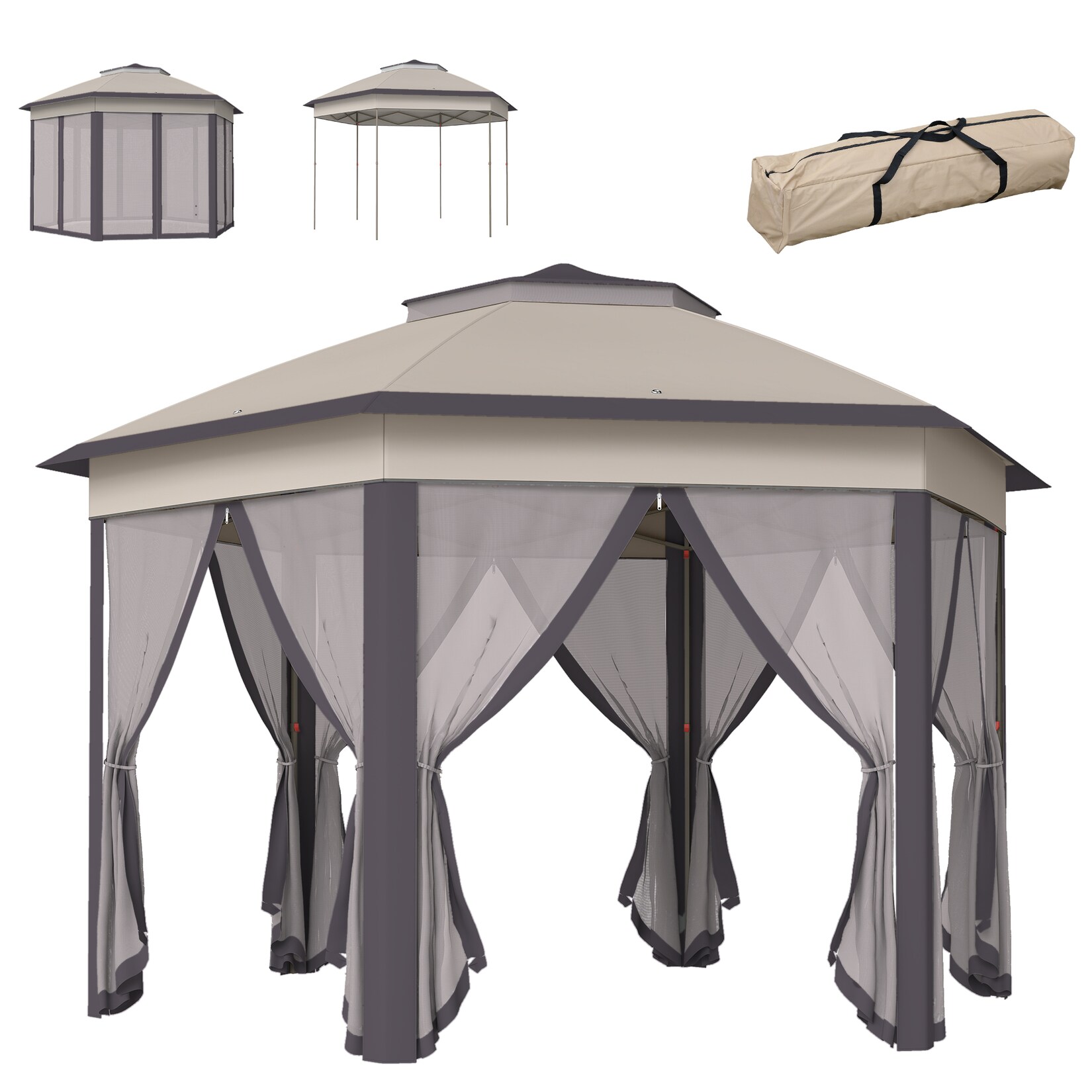 Faltpavillon Metall, Polyesterstoff, Mesh