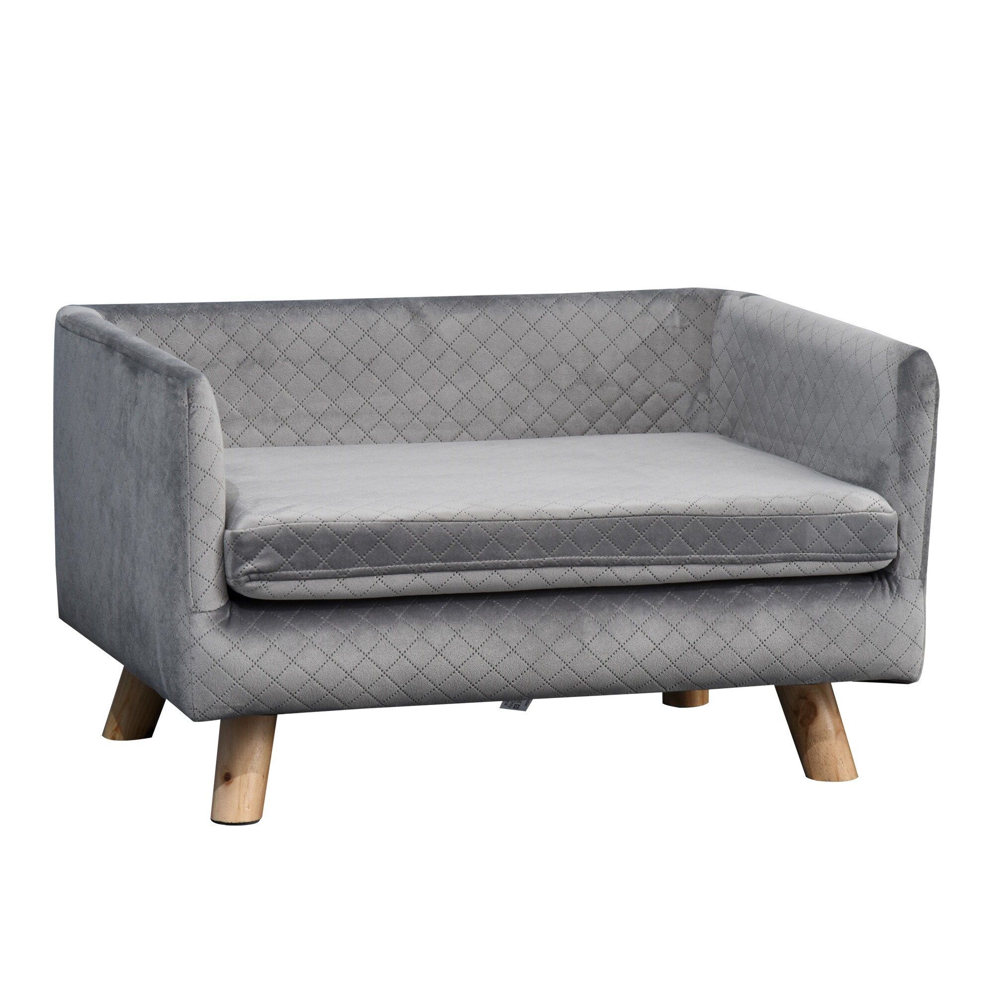 PawHut Haustiersofa samtartiges Polyester, Schaumstoff, Birkenholz - Bild 1