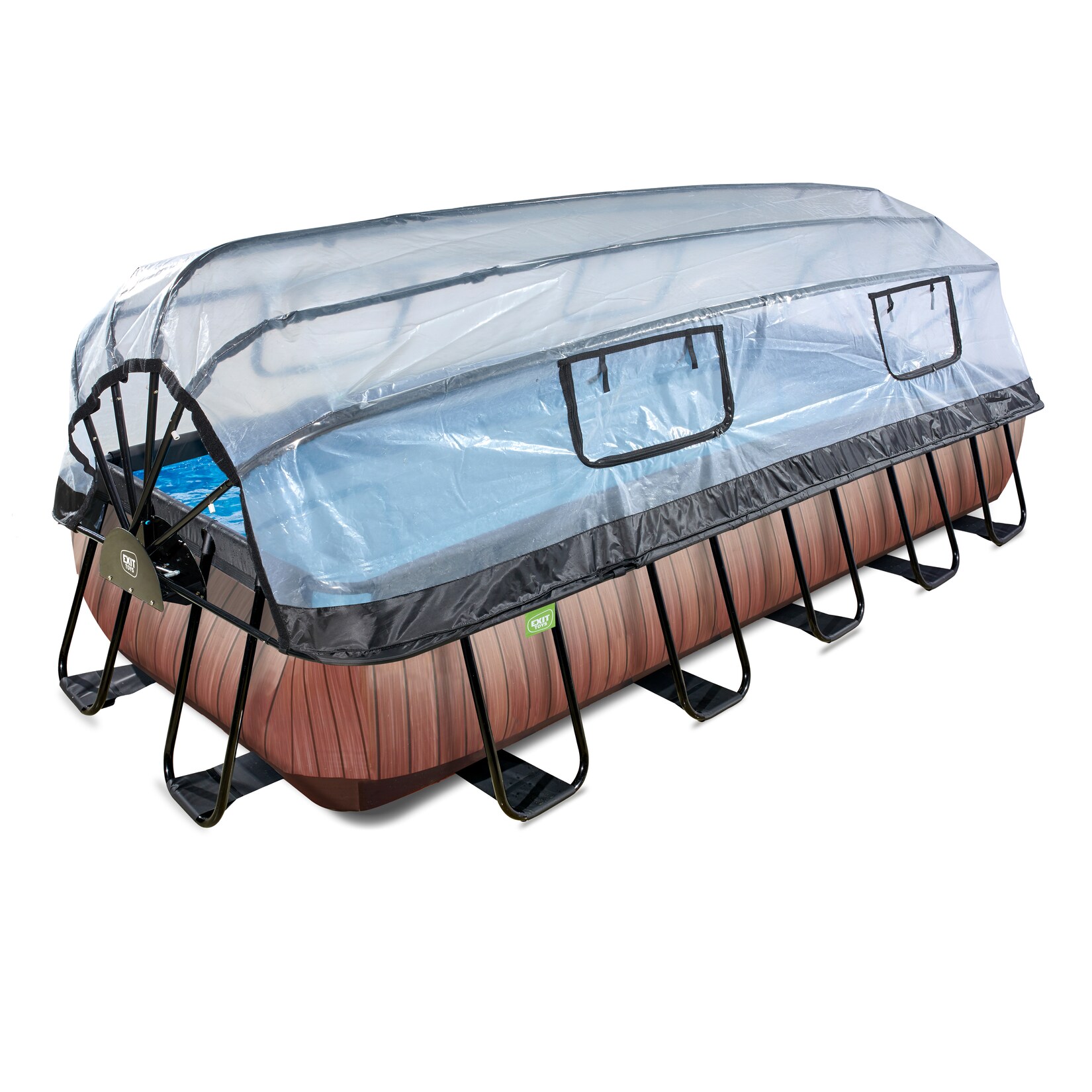 EXIT Stone Pool 540x250x100cm mit Sandfilterpumpe, Abdeckung und Wärmepumpe, versch. Ausführungen | 08720088263242