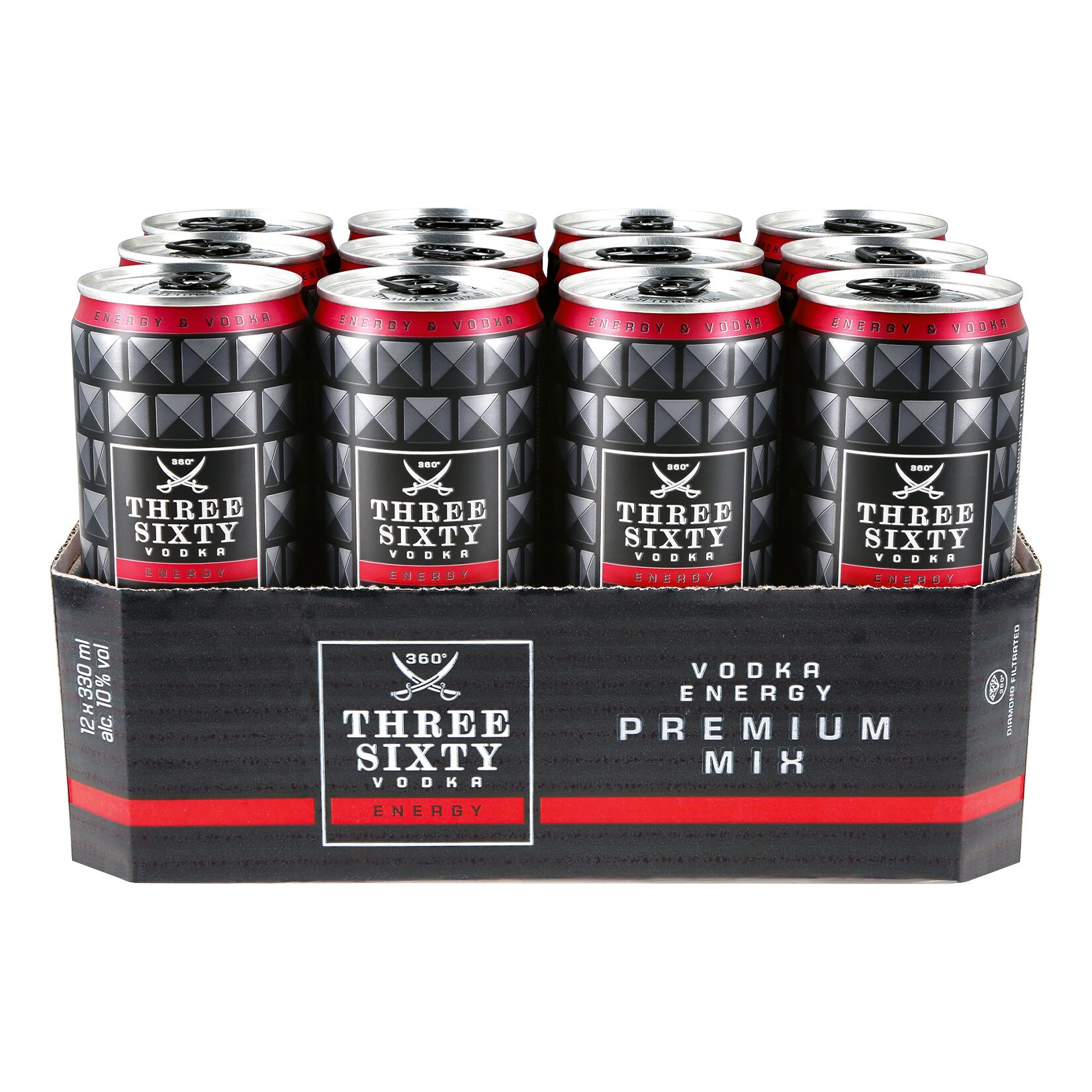 Three Sixty Vodka & Energy Mixgetr&auml;nk 10,0 % vol 0,33 Liter Dose, 12er Pack - Bild 1