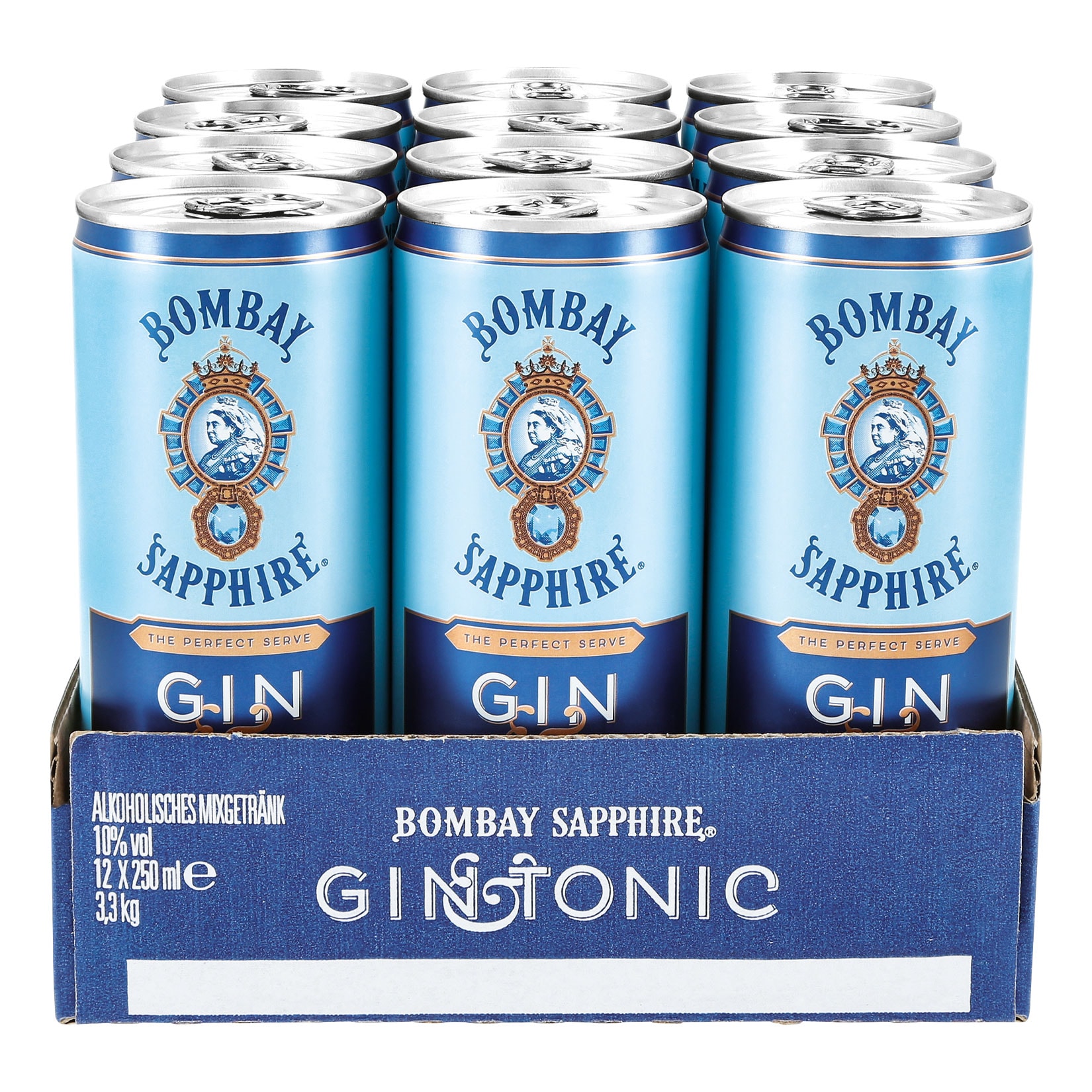 Bombay Sapphire Gin & Tonic Mixgetr&auml;nk 10,0 % vol 0,25 Liter Dose, 12er Pack - Bild 1