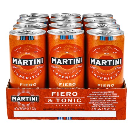 Martini Fiero & Tonic L\'aperitivo Mixgetränk 4,7 % vol 0,25 Liter Dose,  12er Pack online kaufen bei Netto
