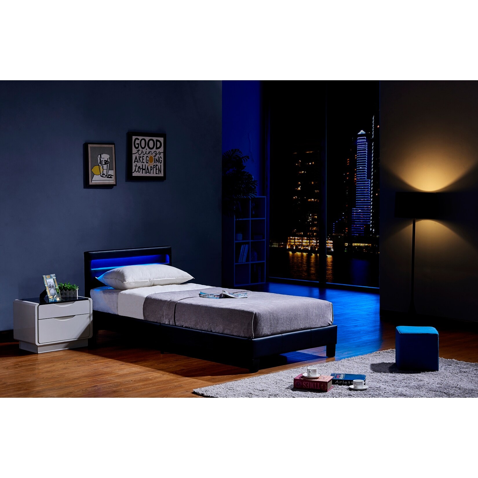 HOME DELUXE LED Bett Astro inkl. Matratze versch. Gr&ouml;&szlig;en und Farben - Schwarz - Bild 1