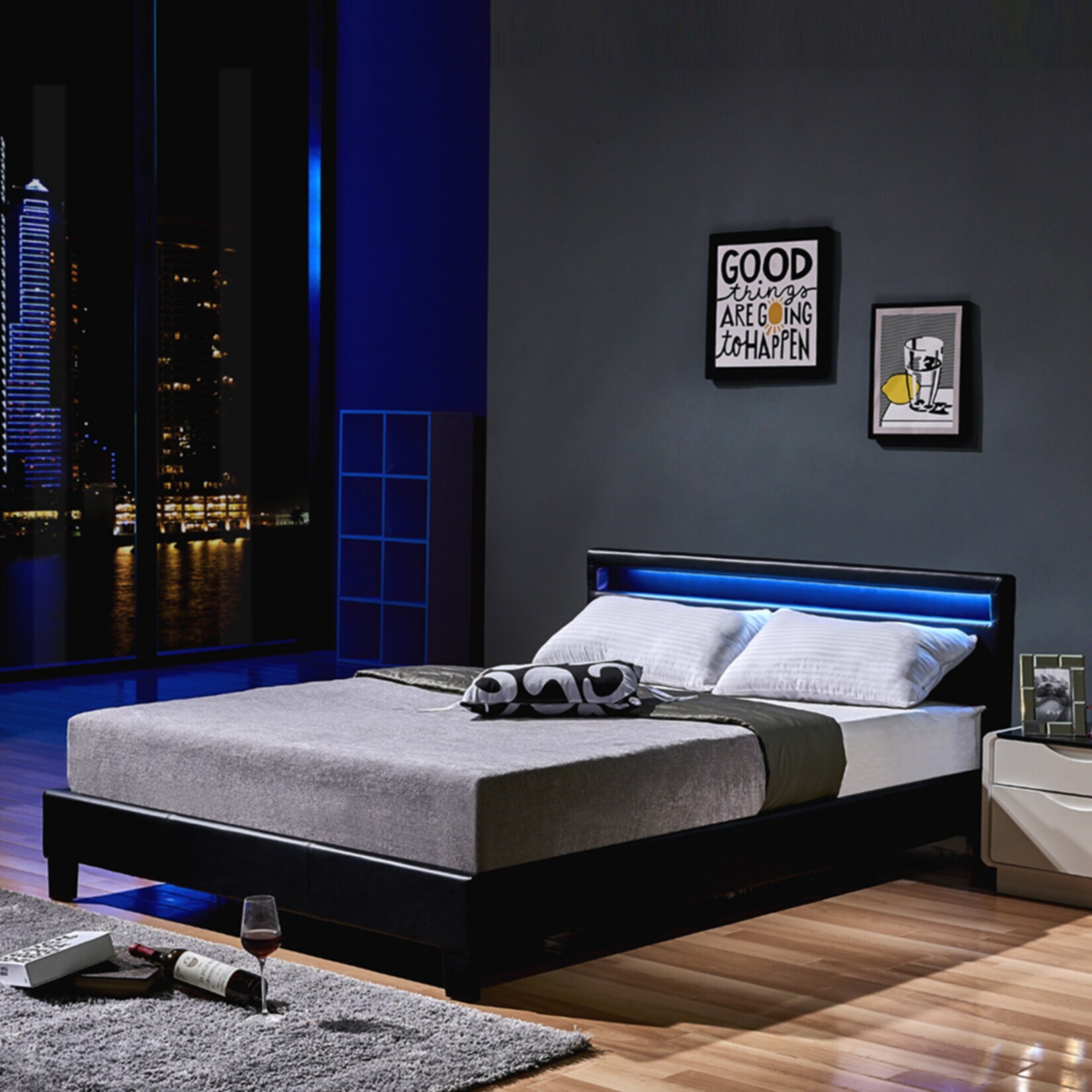 HOME DELUXE LED Bett Astro inkl. Matratze versch. Größen und Farben – Schwarz | 04058166164513
