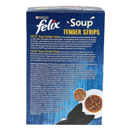 Felix Soup Tender Strips Soupe 6 x 48 g Bœuf, poulet, thon