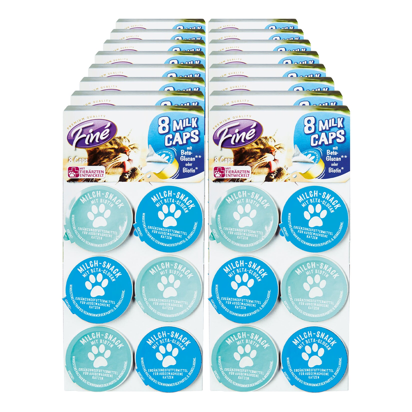 Fin&eacute; Katzen Milk Caps  8 x 15 g, verschiedene Sorten, 16er Pack - Bild 1