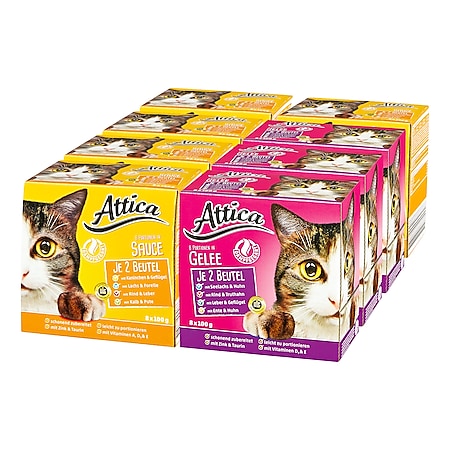 Attica  Katzennahrung Multipack 100 g, verschiedene Sorten, 8er Pack - Bild 1