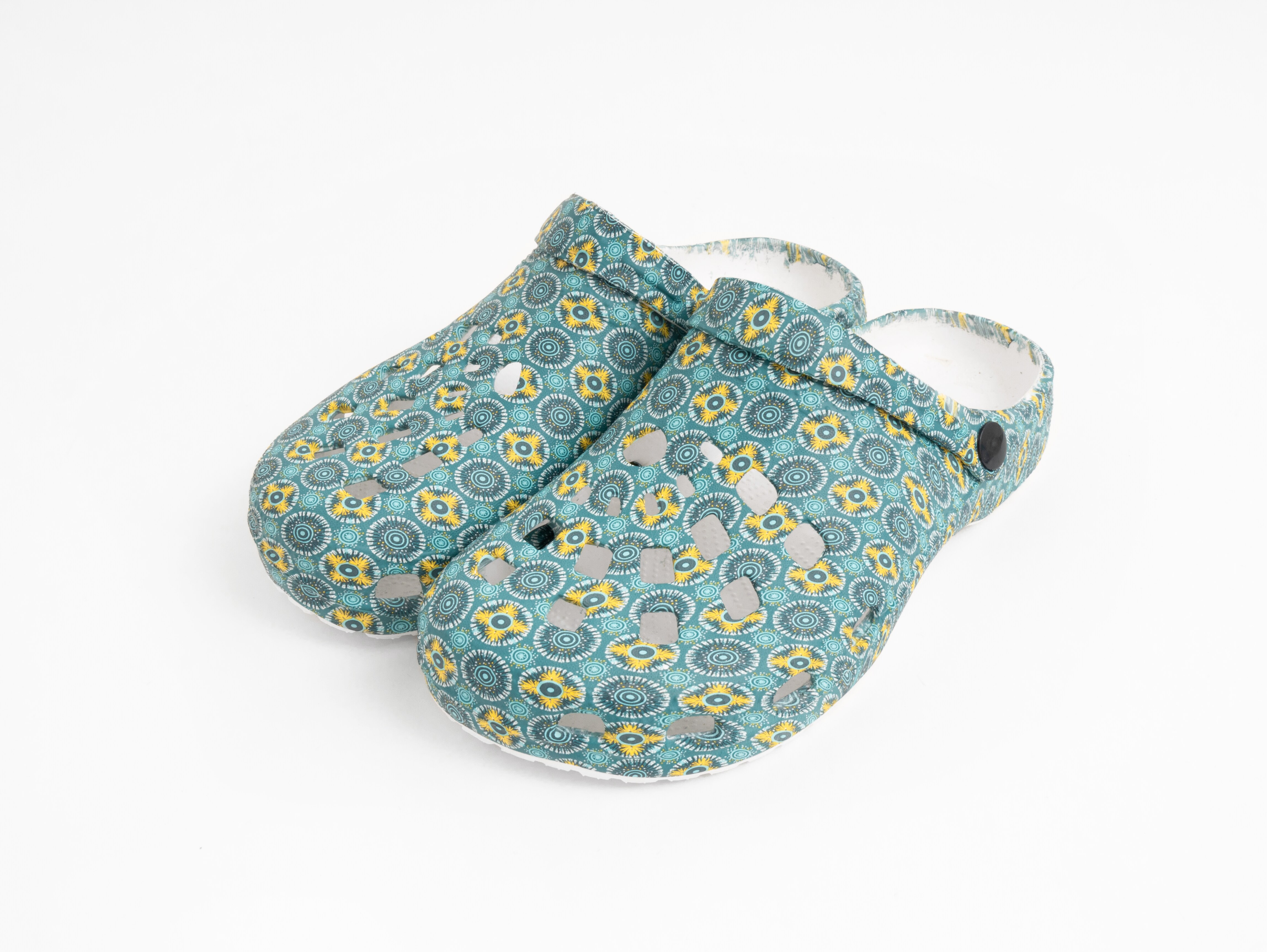 Damen und Herren Clogs - t&uuml;rkis mit graf. Print - Gr. 37 - versch. Farben & Gr&ouml;&szlig;en - Bild 1