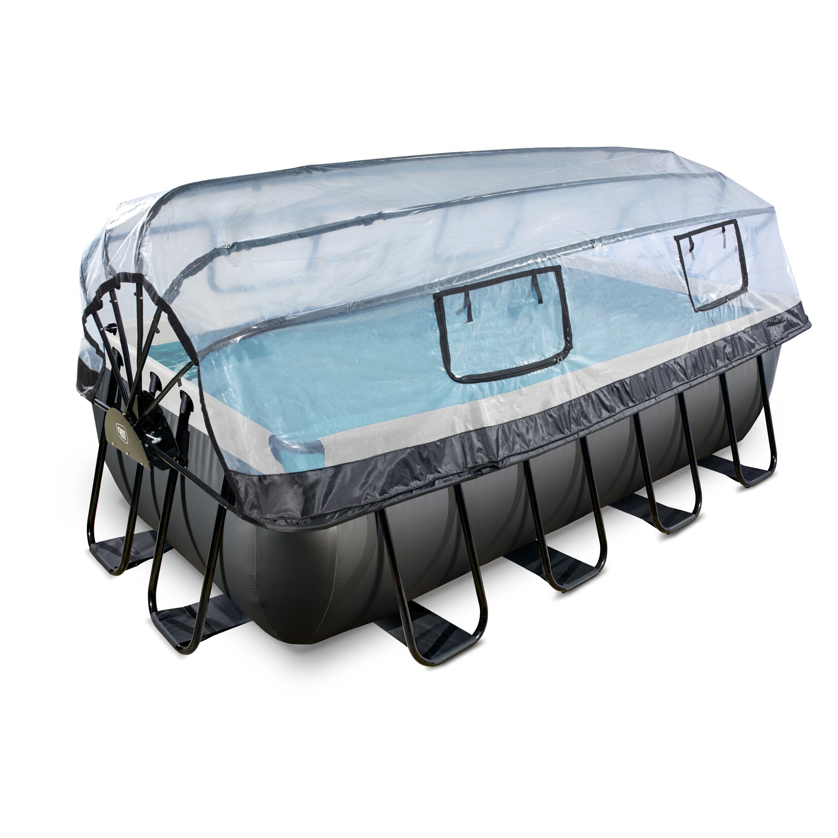 EXIT Black Leather Pool mit Sandfilterpumpe, Abdeckung und Wärmepumpe, versch Ausführungen | 08720289693817