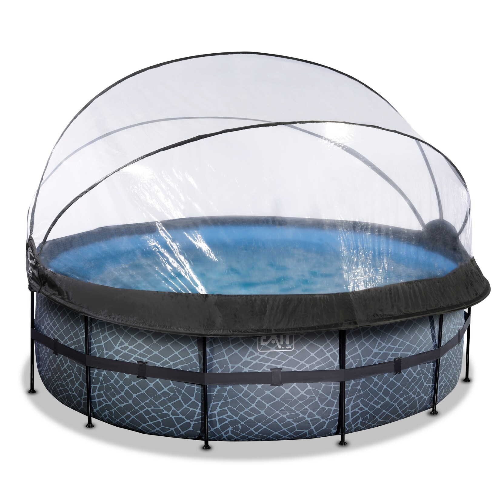 EXIT Stone Pool ø427x122cm mit Sandfilterpumpe, Abdeckung und Wärmepumpe versch. Ausführungen | 08720088269510