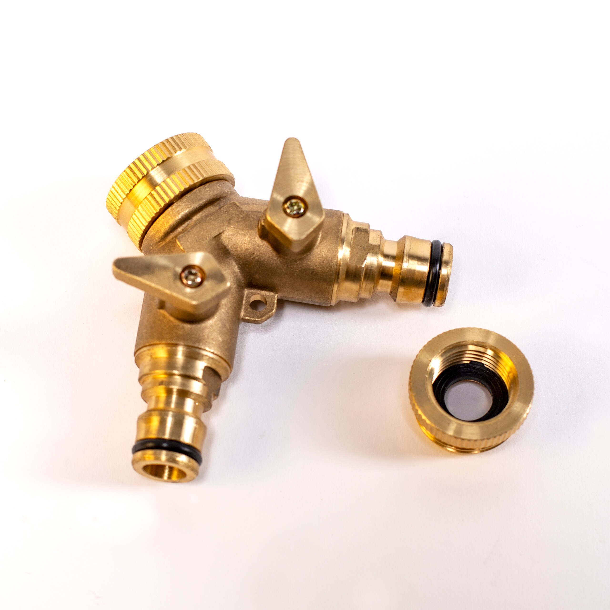 UPP Wasserverteiler 2 Wege f&uuml;r 1/2' + 3/4' / Wasserhahnanschluss /Wasserhahnstecker - Bild 1