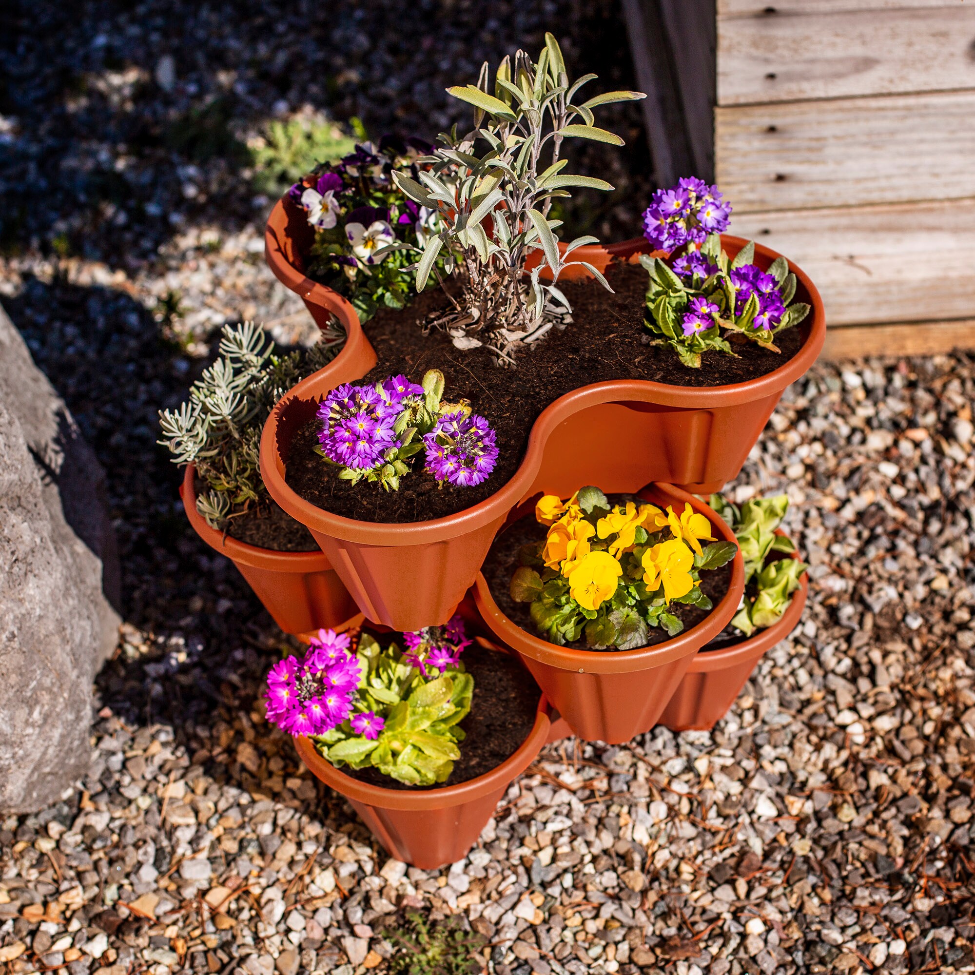 UPP Pflanzturm 3er Set Stapelbar terrakotta - Bild 1