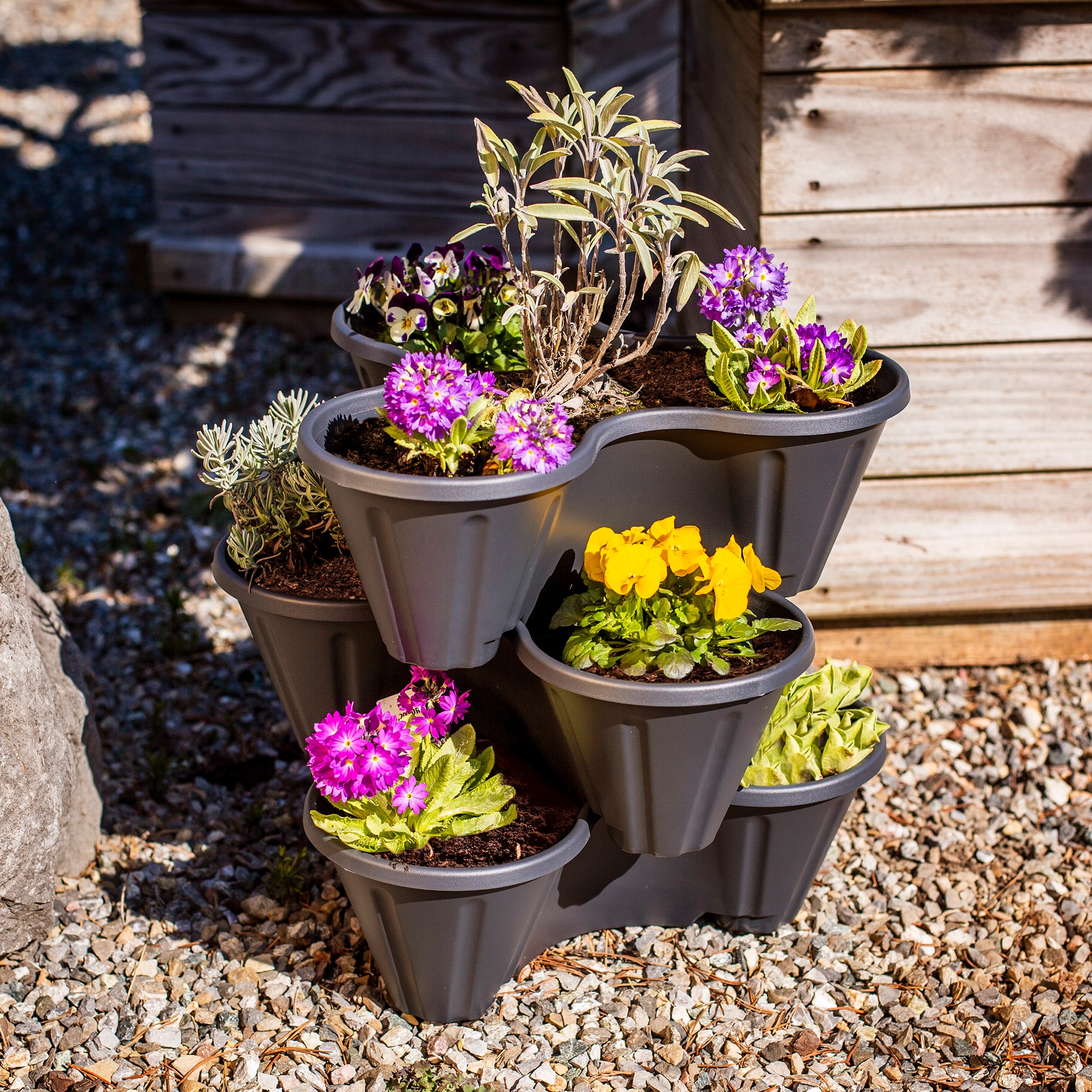 UPP Pflanzturm 3er Set Stapelbar Anthrazit - Bild 1