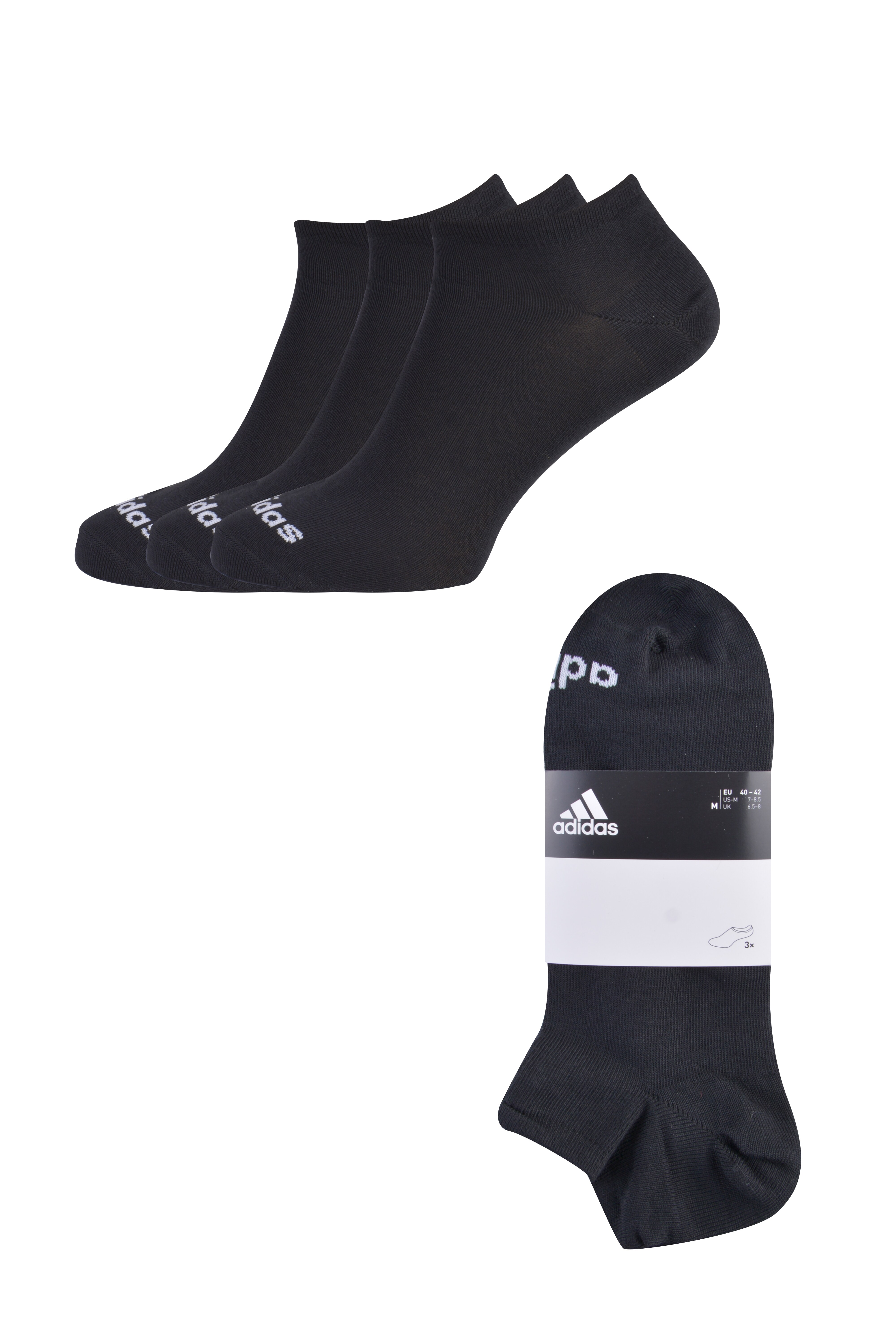 Adidas Sneakersocken - versch. Farben und Gr&ouml;&szlig;en - schwarz, Gr. M 40/42 - Bild 1