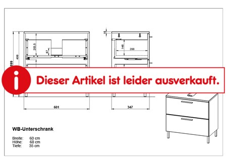Netto Waschbeckenunterschrank Schubladen 8296 Germania GW-ARVADA zwei mit kaufen online bei