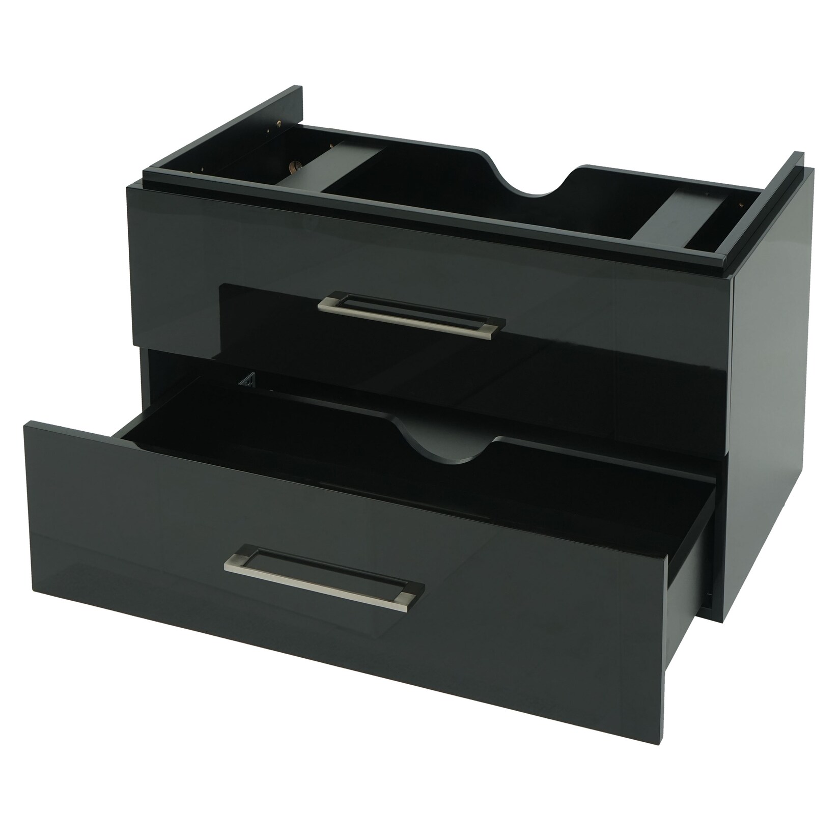 Premium Waschbeckenunterschrank MCW-D16, Waschtischunterschrank Waschtisch Badmöbel, hochglanz 90cm ~ schwarz