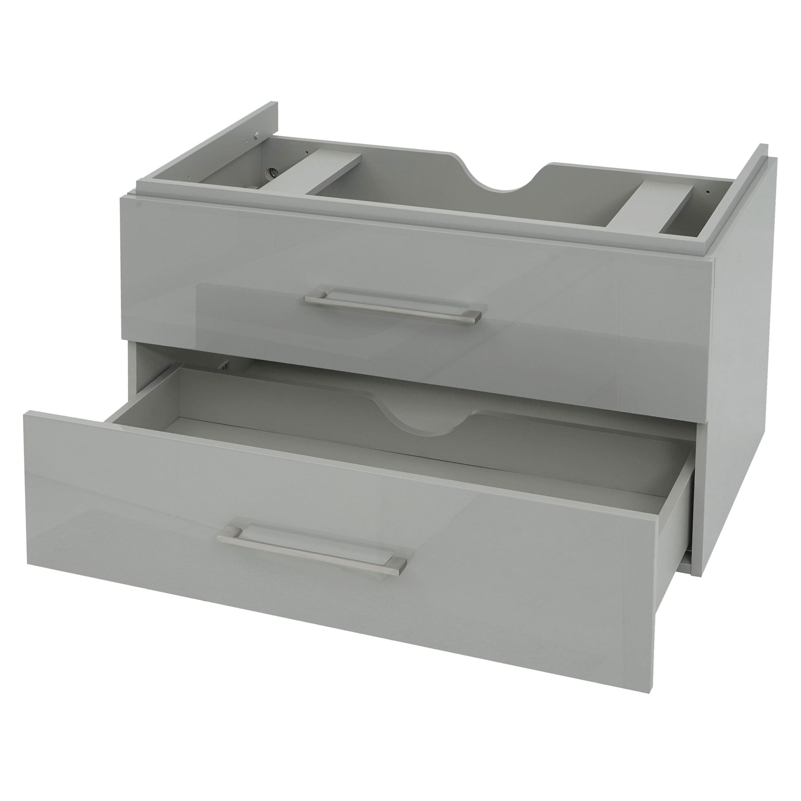 Premium Waschbeckenunterschrank MCW-D16, Waschtischunterschrank Waschtisch Badm&ouml;bel, hochglanz 90cm ~ grau - Bild 1