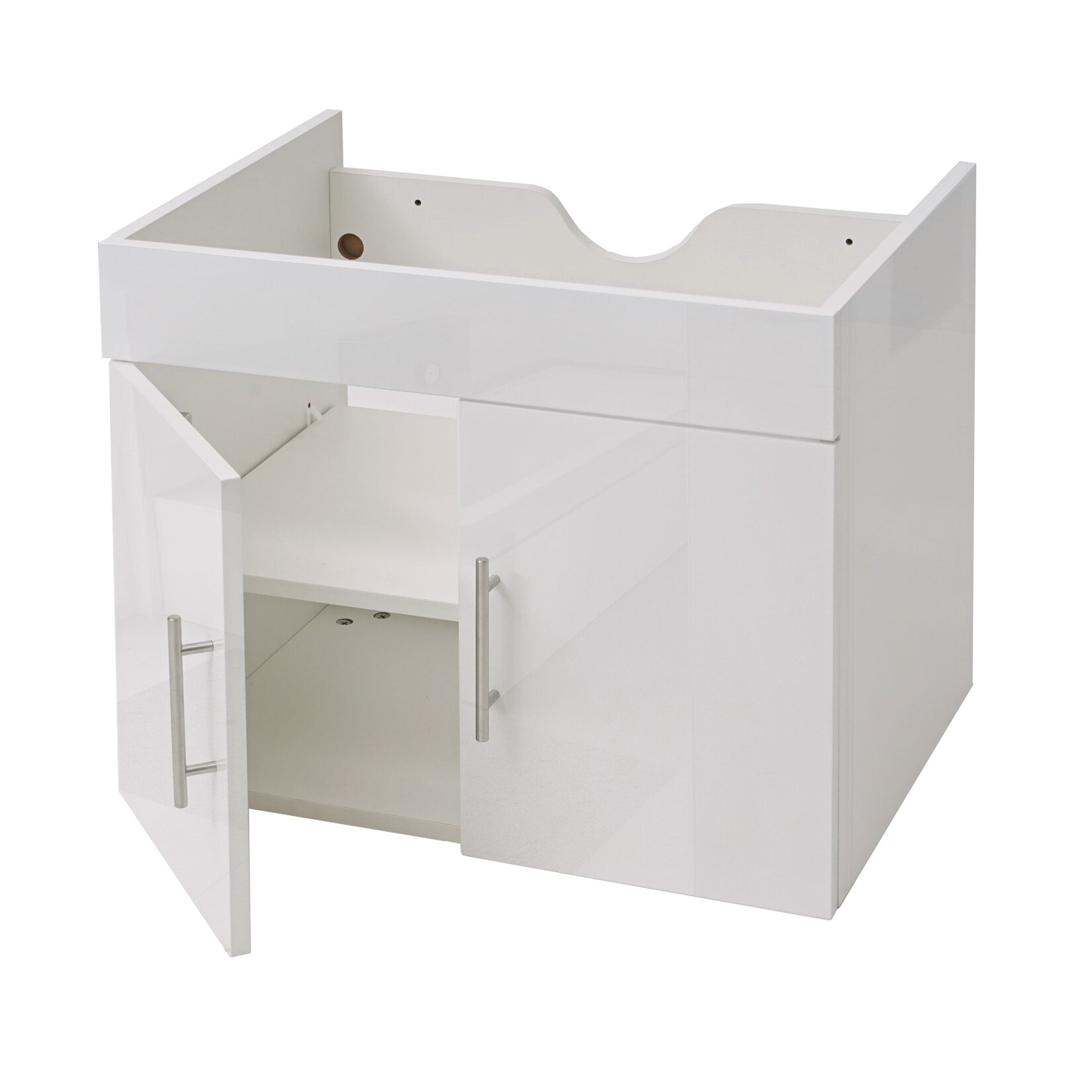 Waschbeckenunterschrank MCW-D16, Waschtischunterschrank Waschtisch Unterschrank Badmöbel, MVG hochglanz 60cm ~ weiß